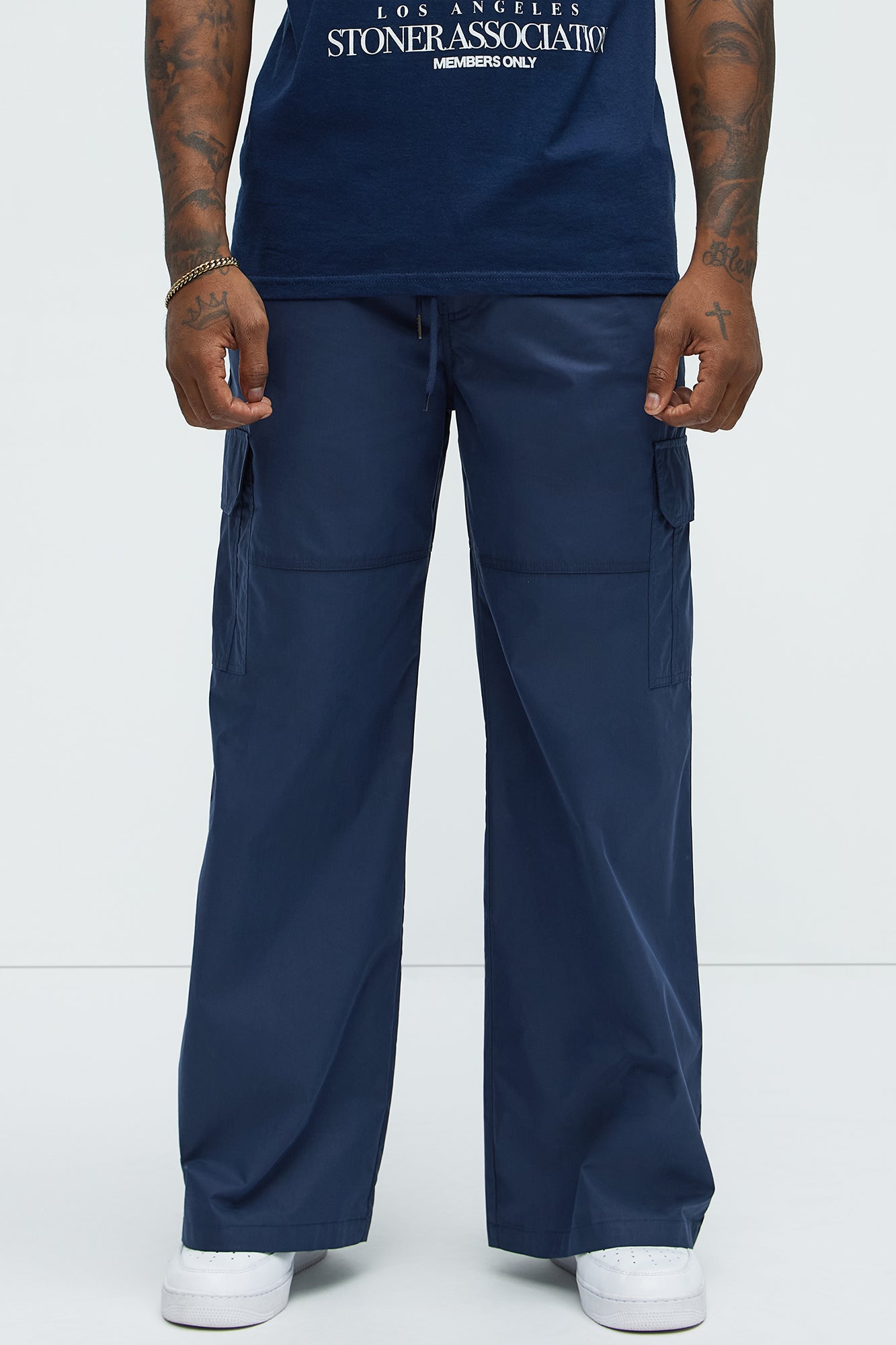At The Time Baggy Cargo Pants - Navy