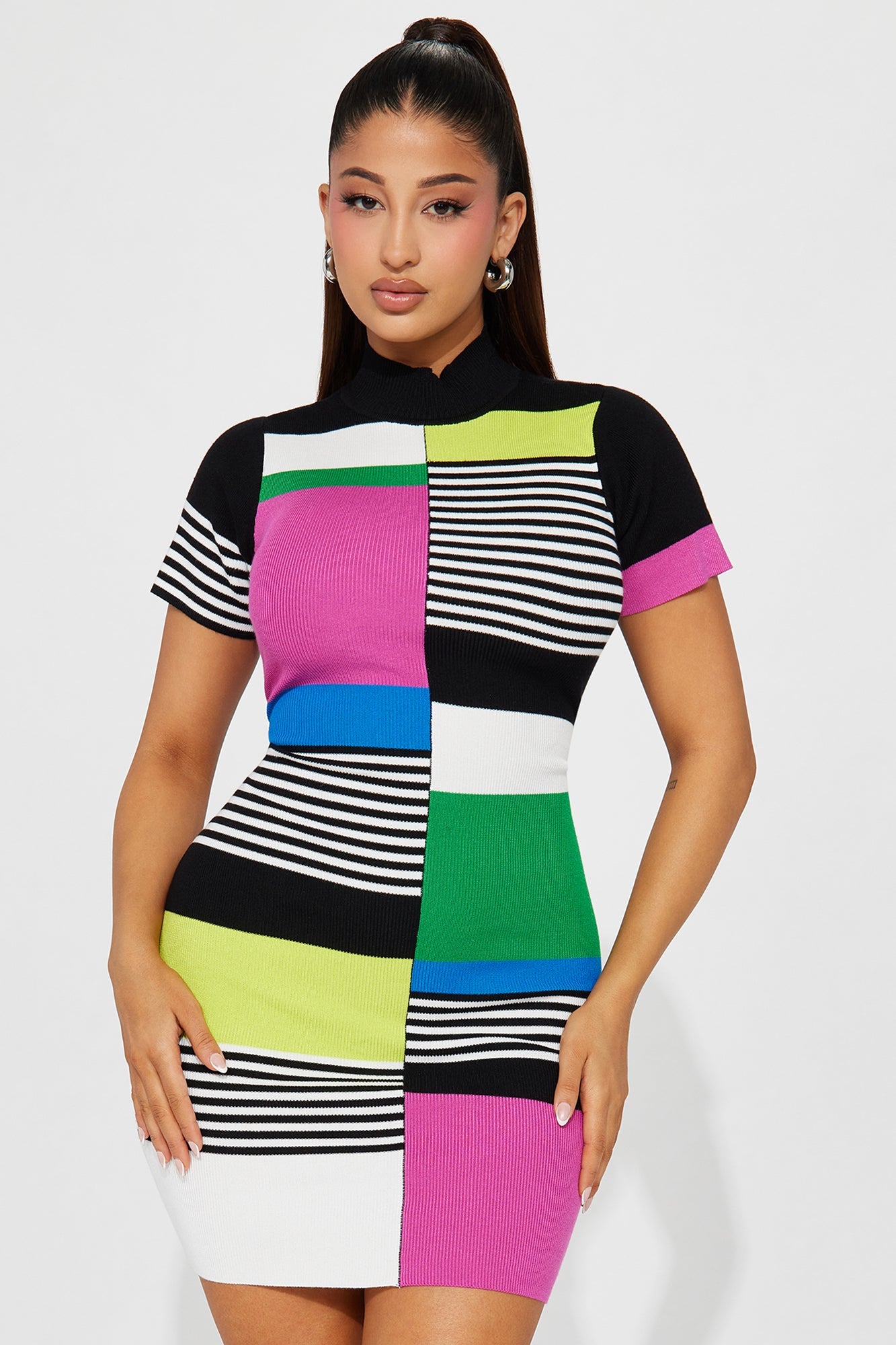 Margo Colorblock Mini Dress - Black/combo