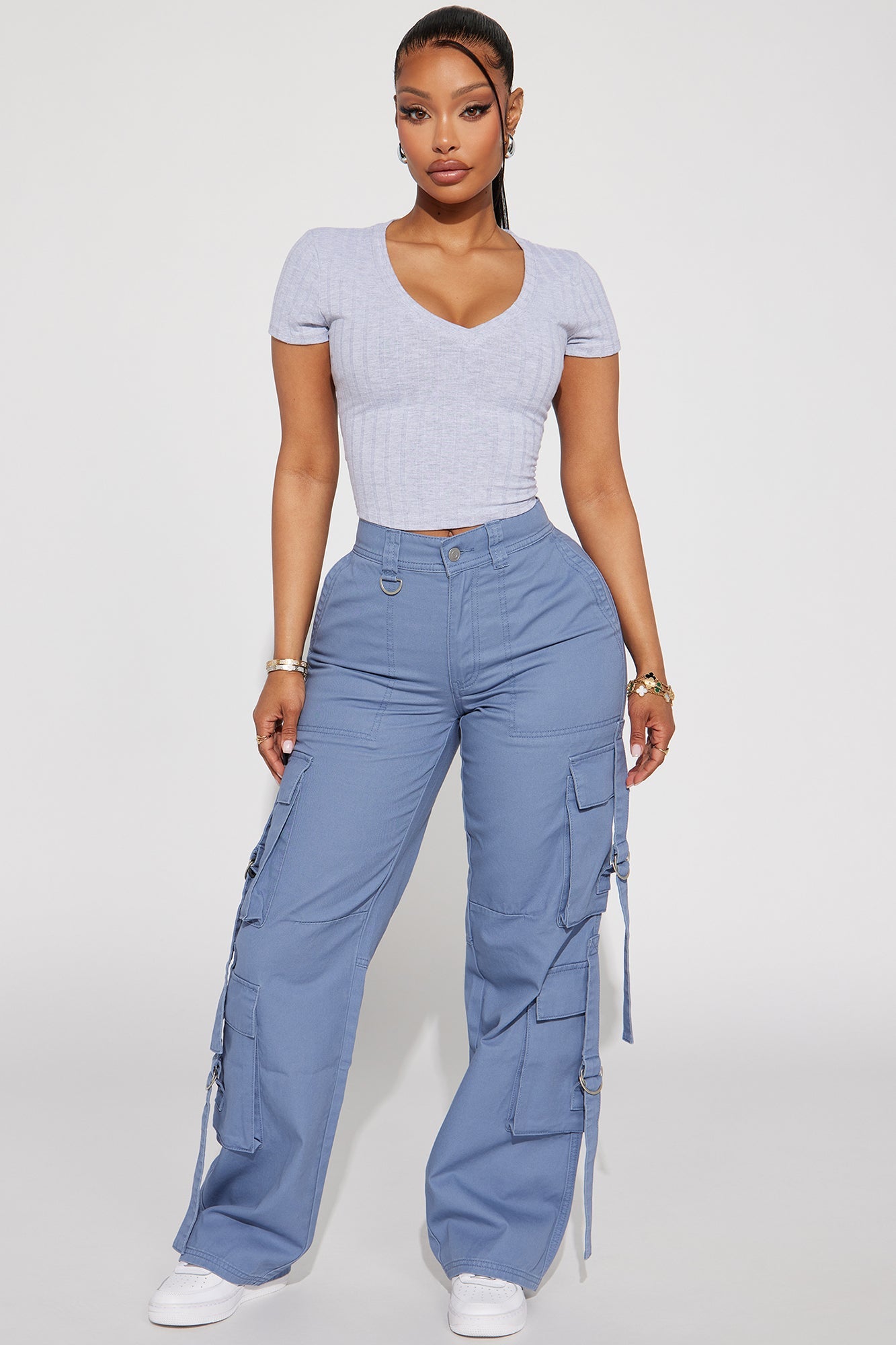Danni Washed Cargo Pant - Slate Blue