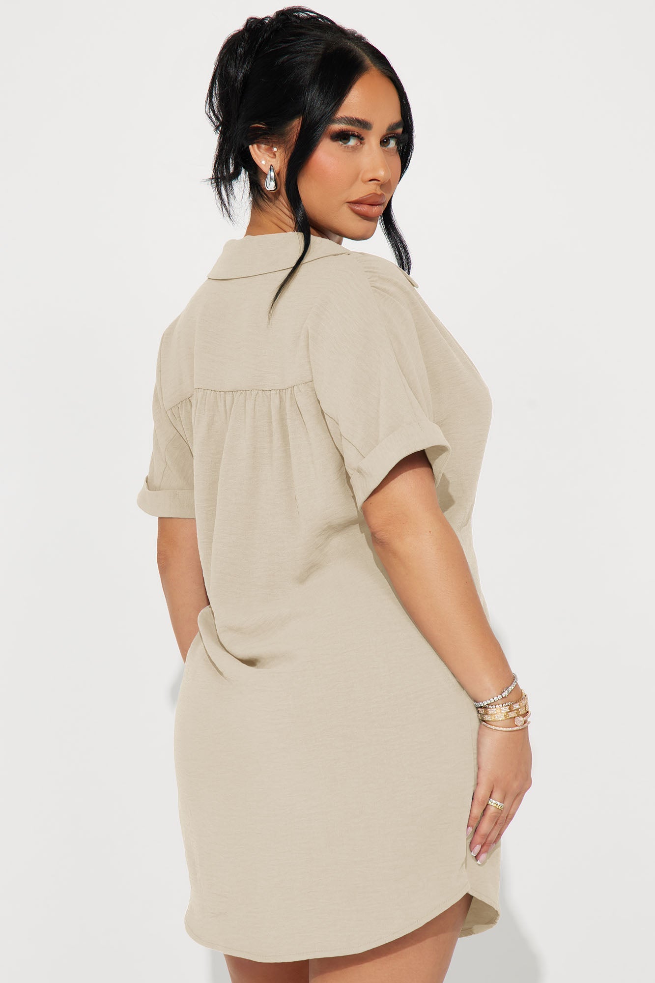 Amelia Mini Shirt Dress - Cream