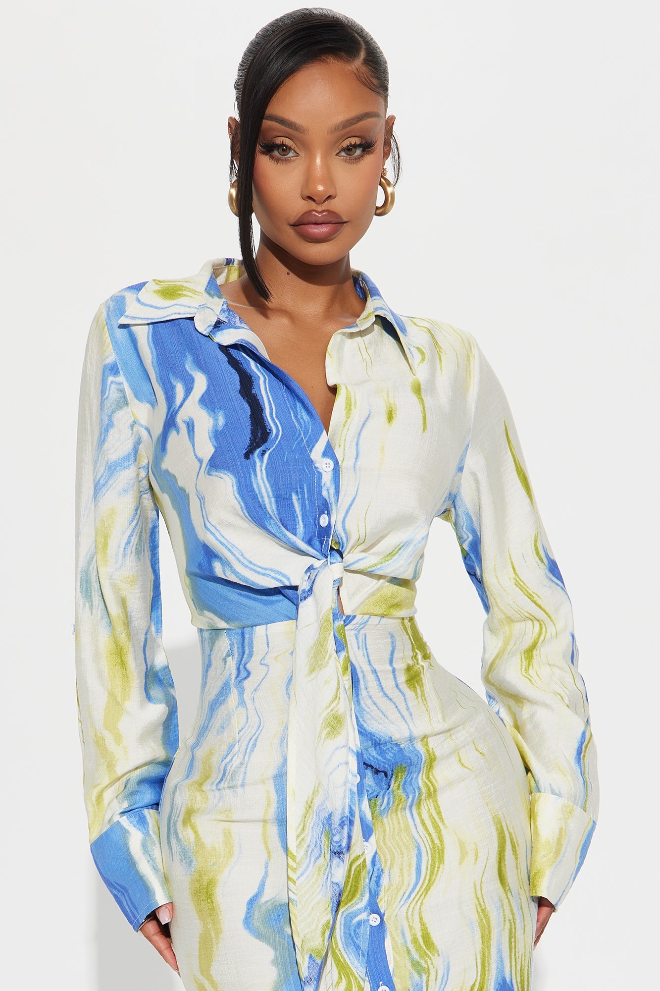 See The Vision Midi Shirt Dress - Blue/combo