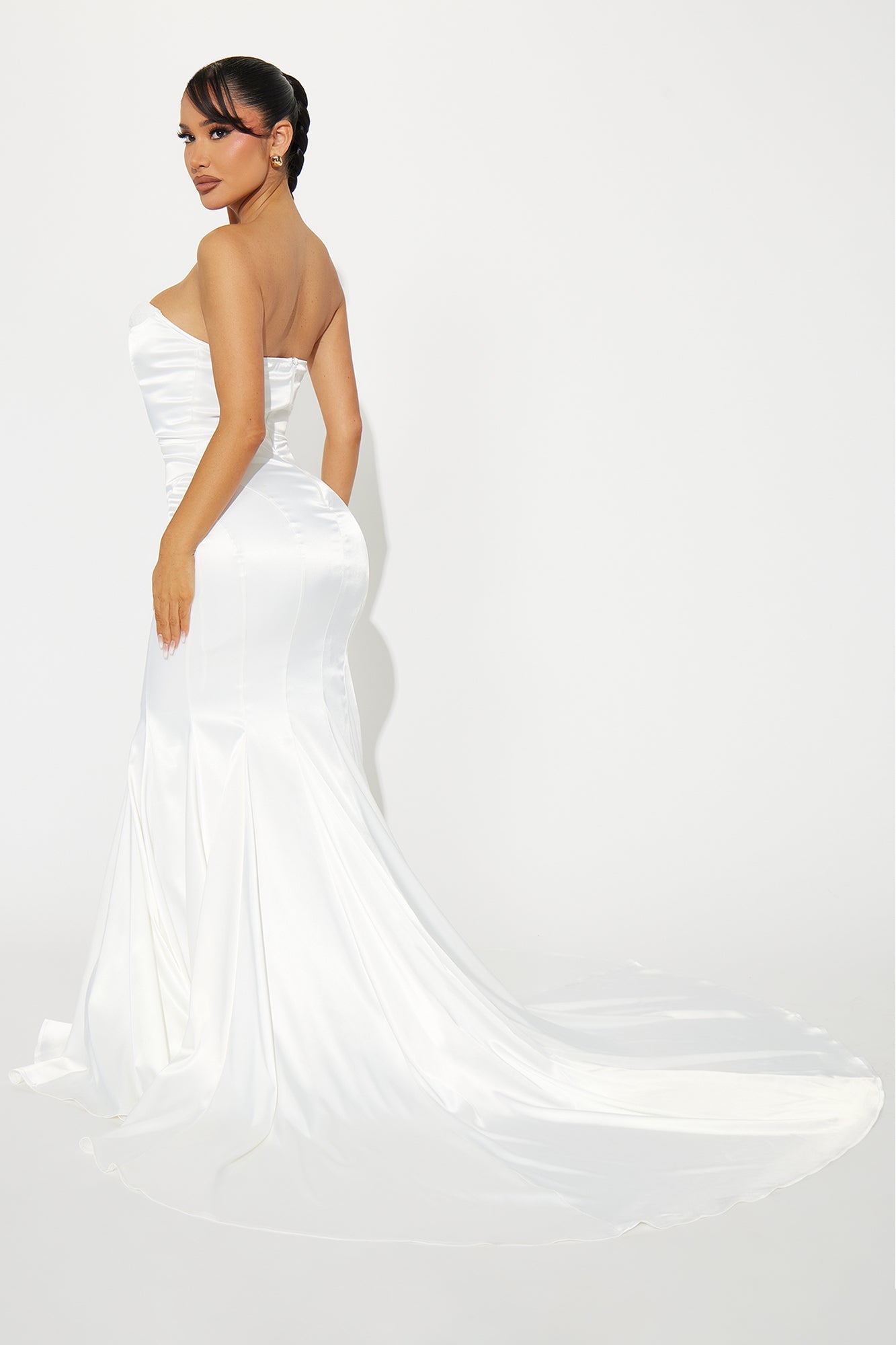 Amara Satin Mermaid Gown - White
