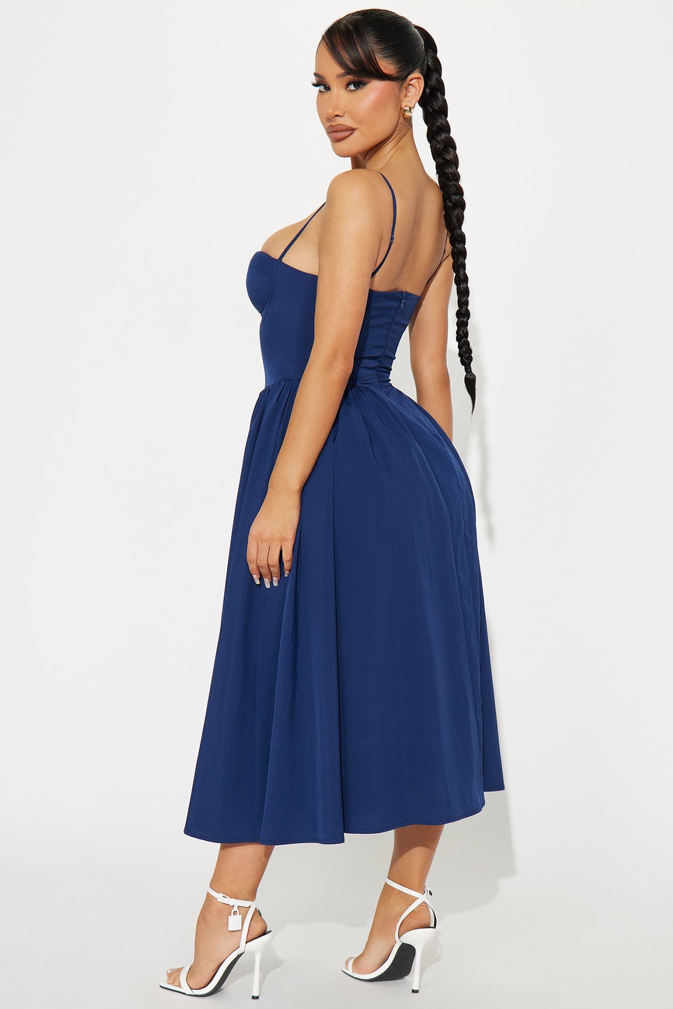 Sweet Love Corset Midi Dress - Navy