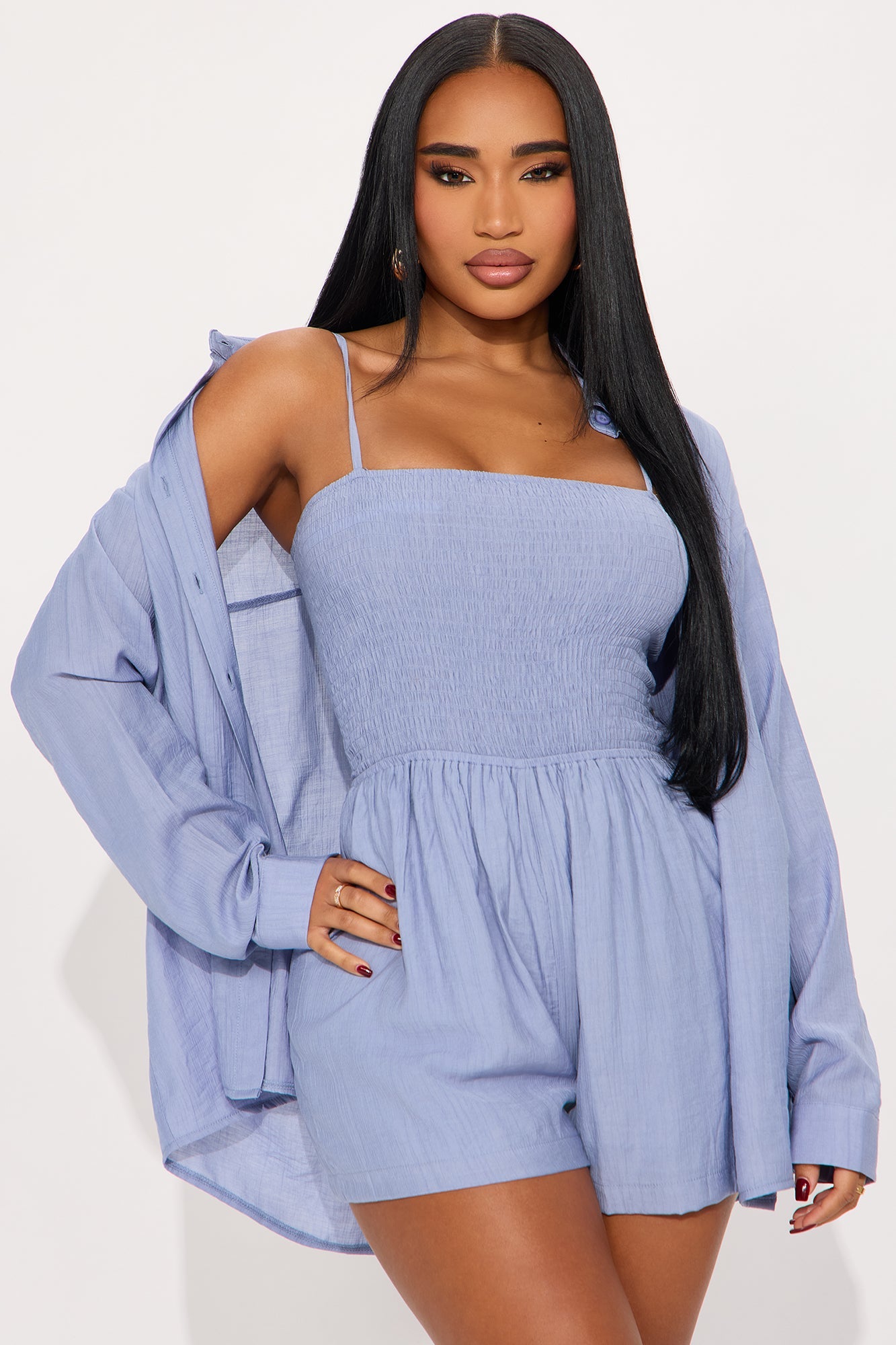 Hamptons Babe Romper Set - Light Blue