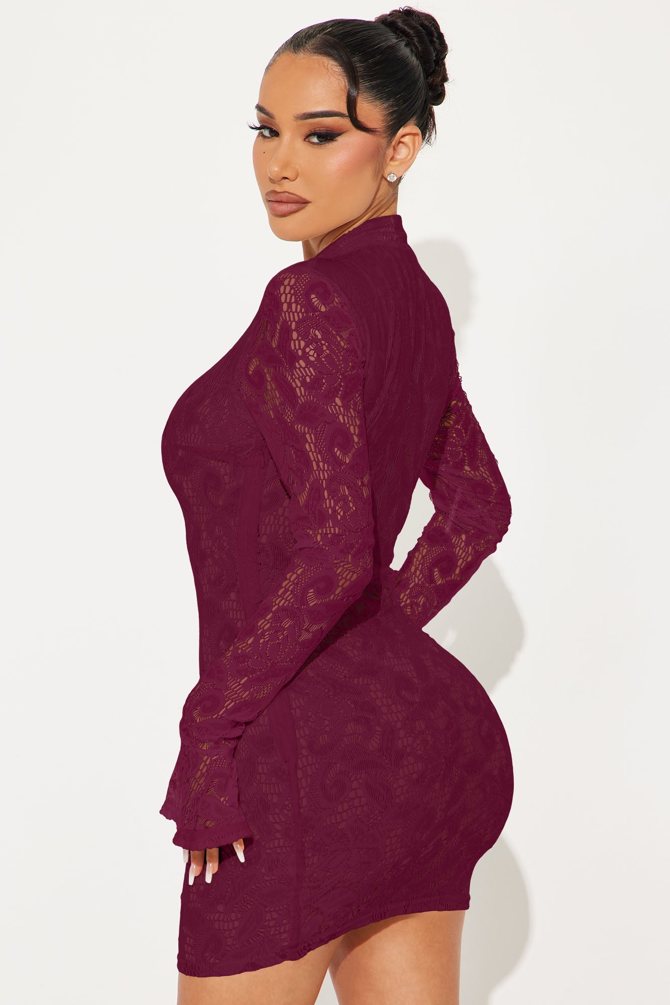 Roxanna Lace Mini Dress - Plum