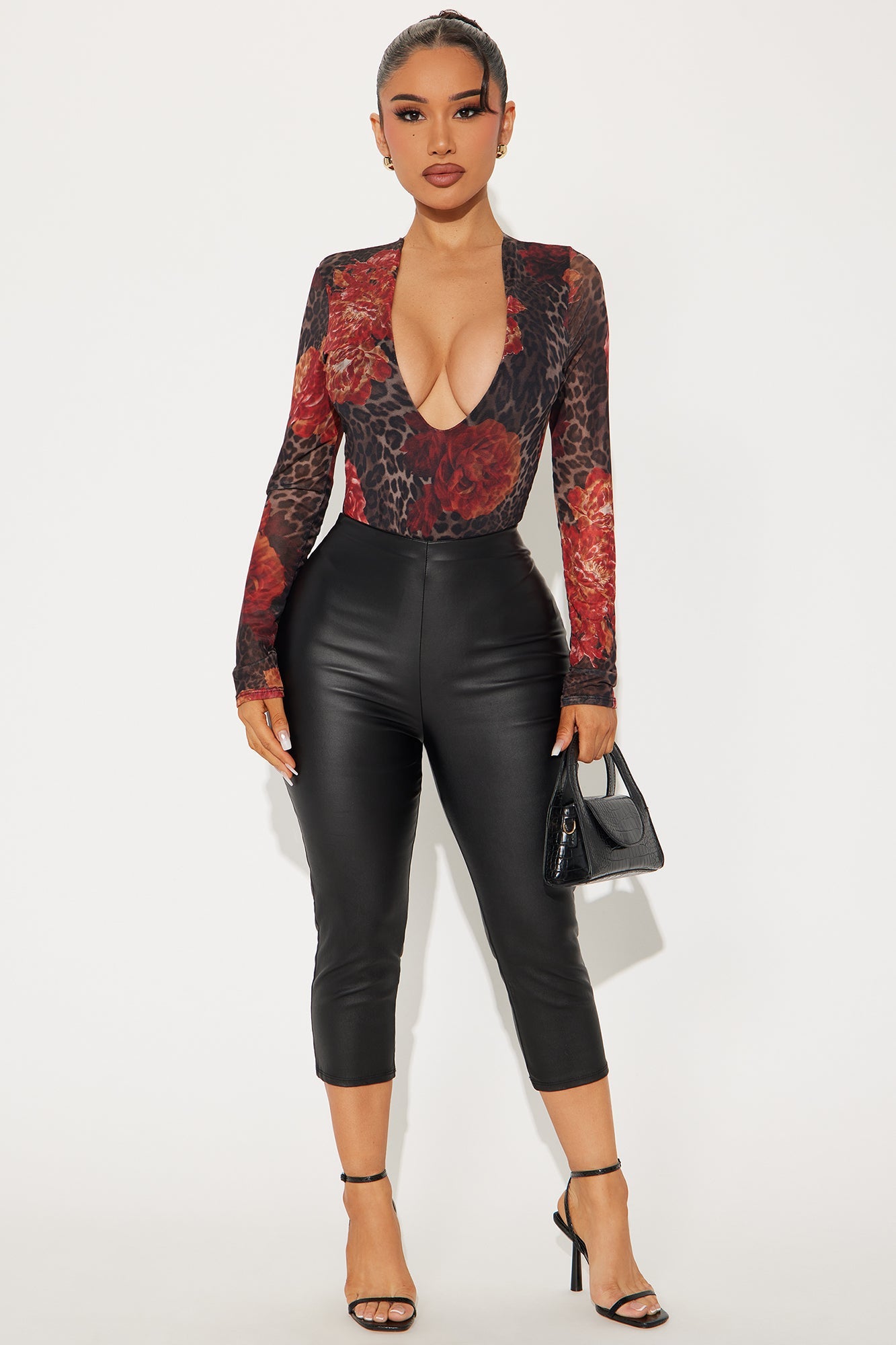 Moody Mesh Long Sleeve Bodysuit - Leopard