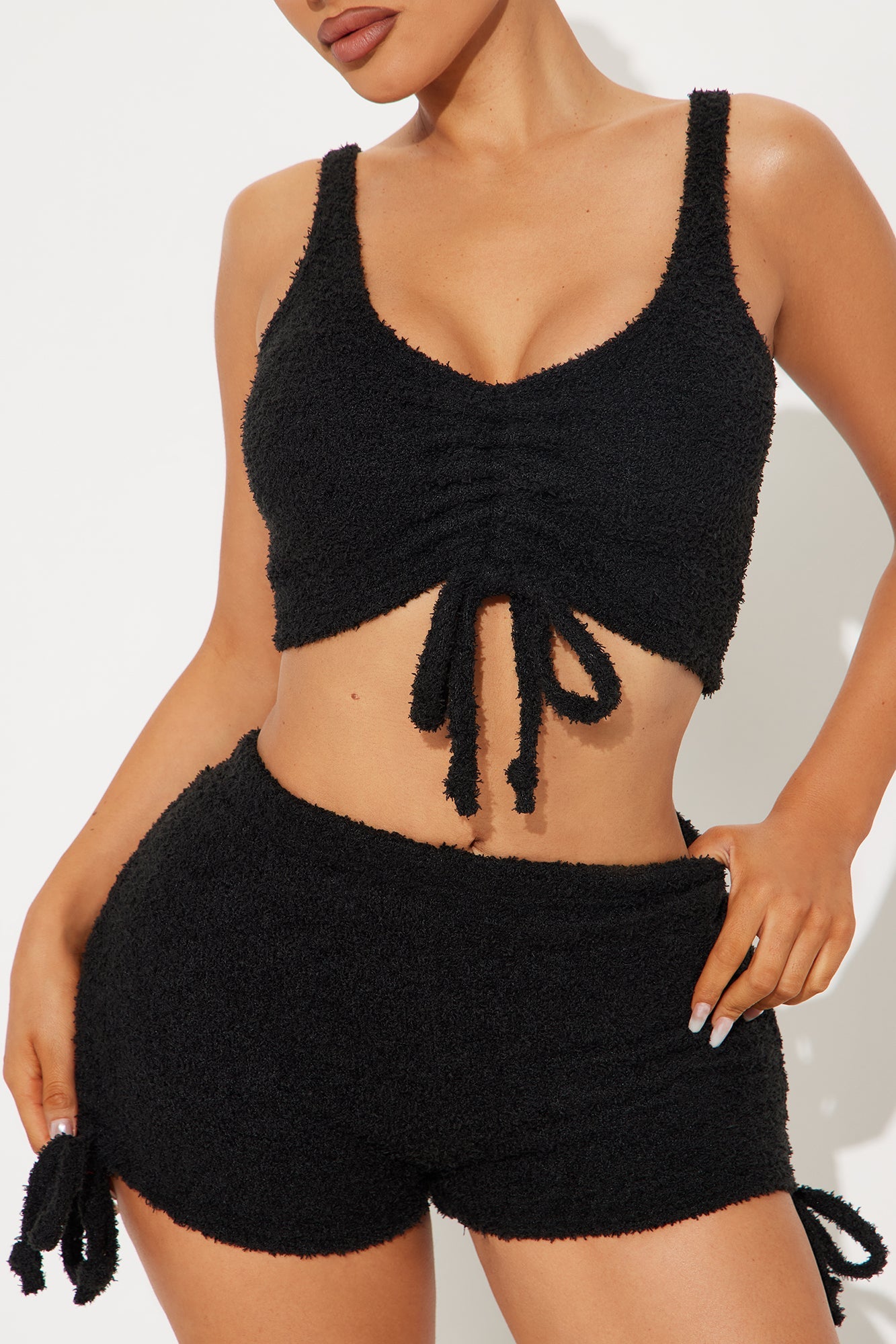 Weekend Cuddles Chenille PJ Short Set - Black
