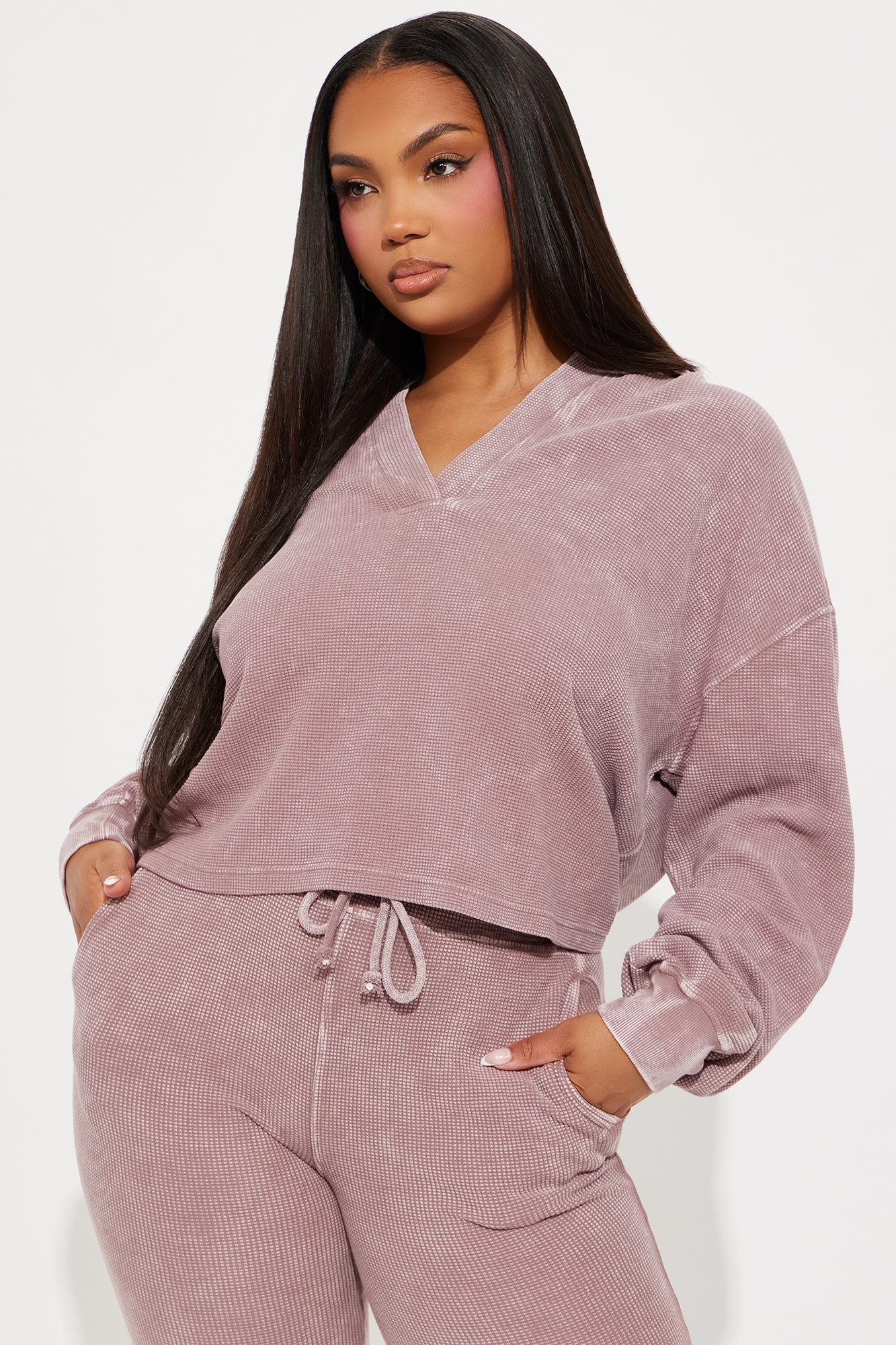 Tanya Cozy Thermal Pant Set - Plum