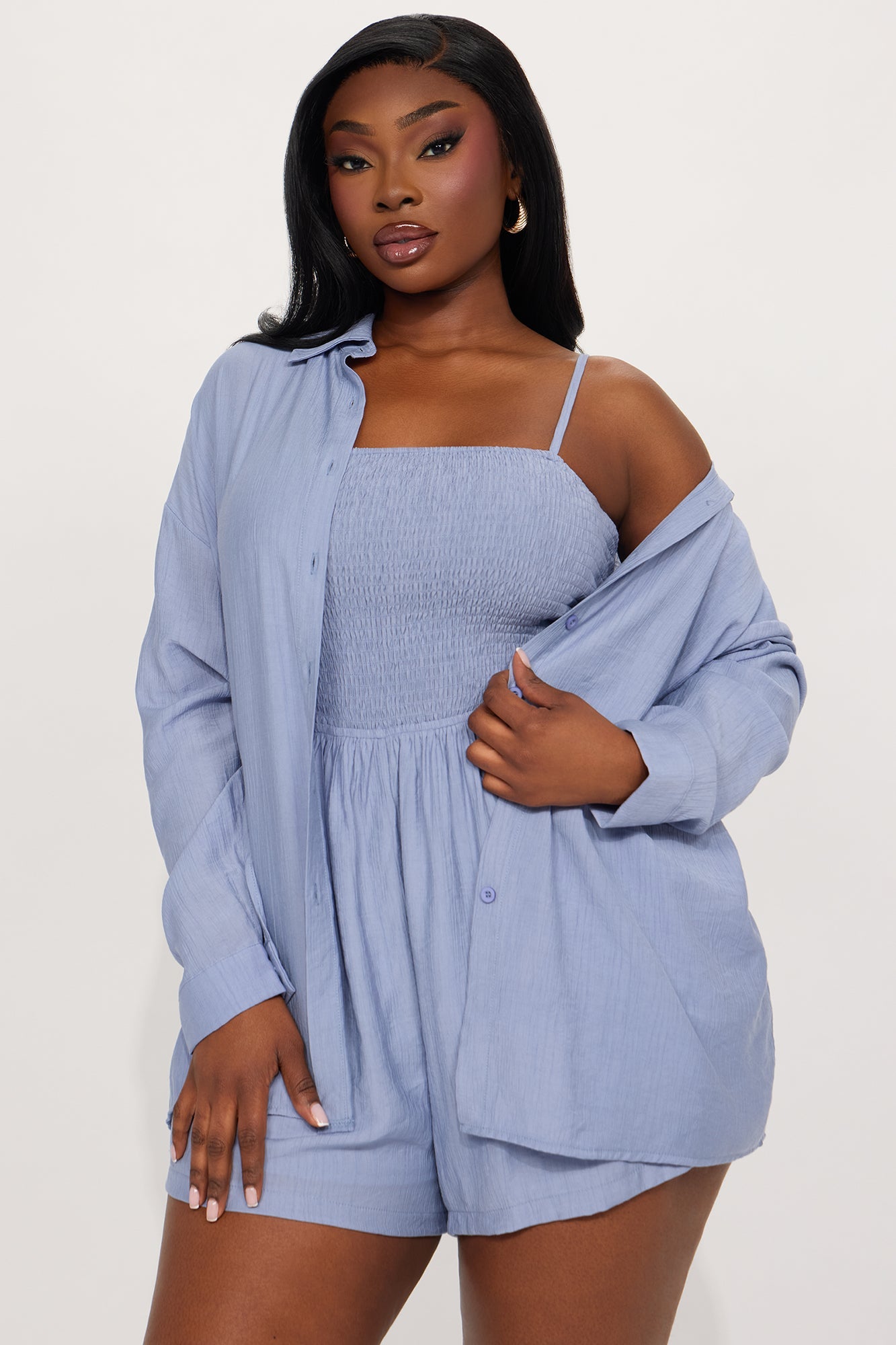 Hamptons Babe Romper Set - Light Blue