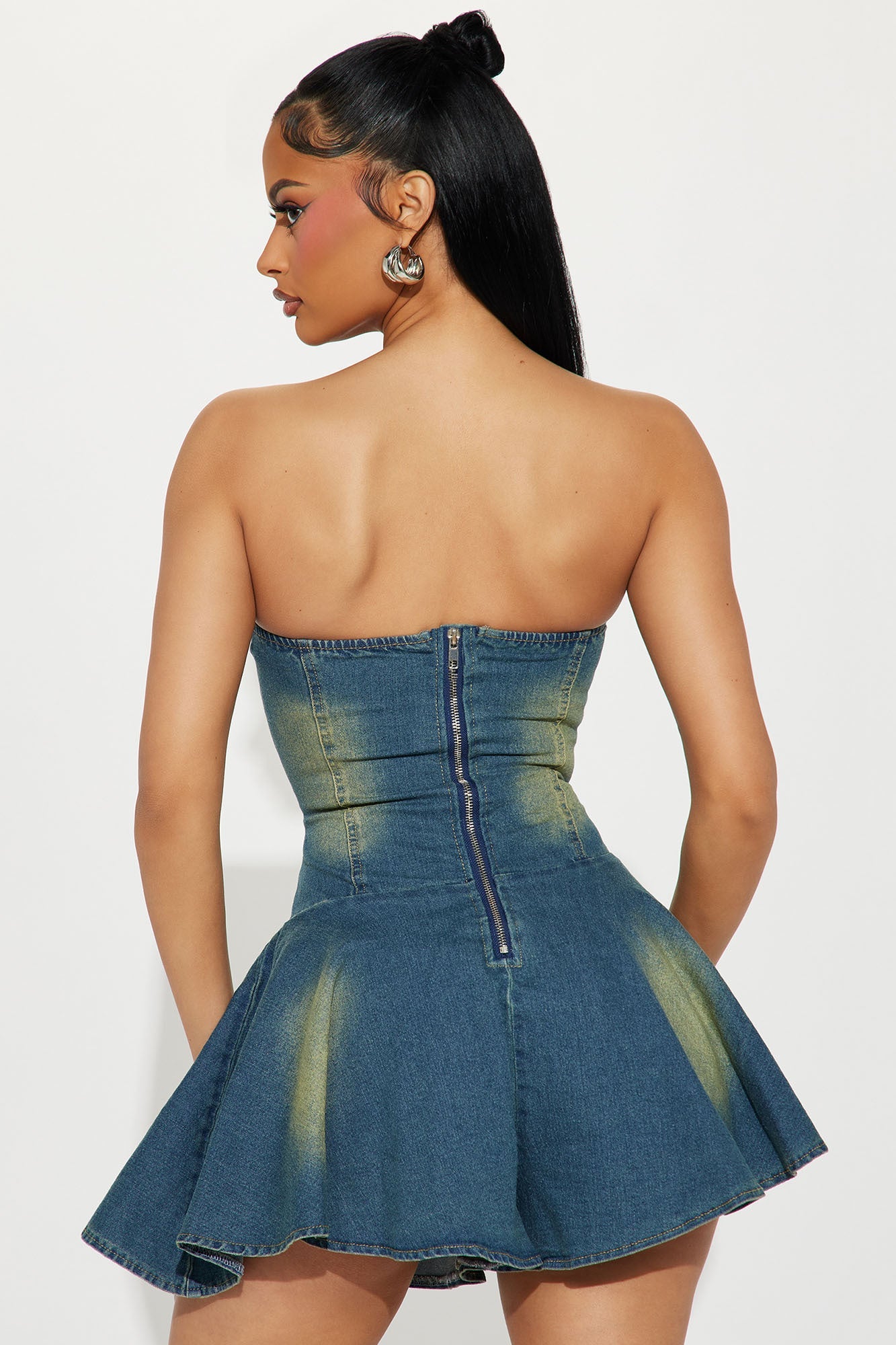 Look This Way Denim Romper - Medium Wash
