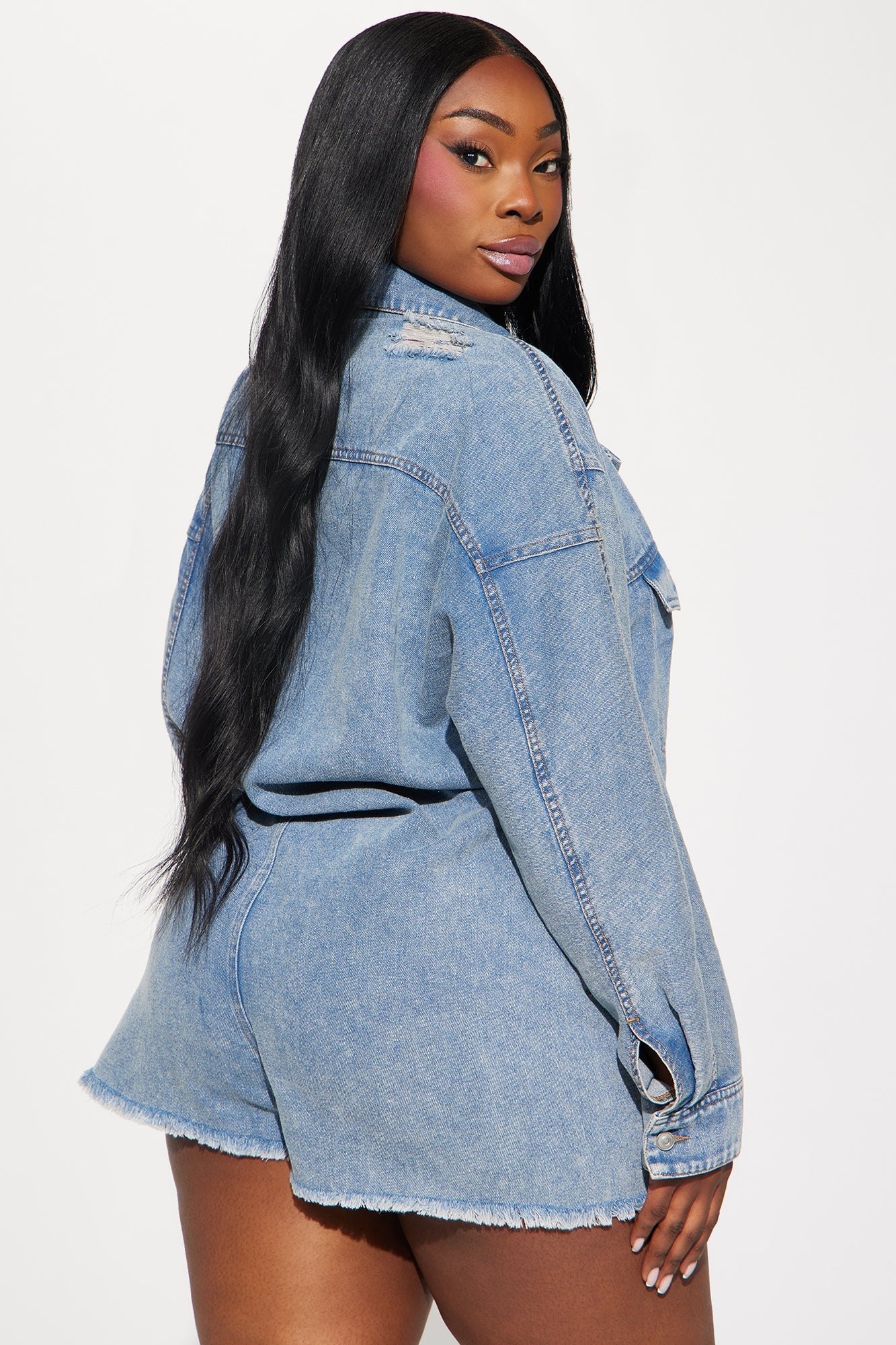 Jodie Denim Romper - Medium Wash