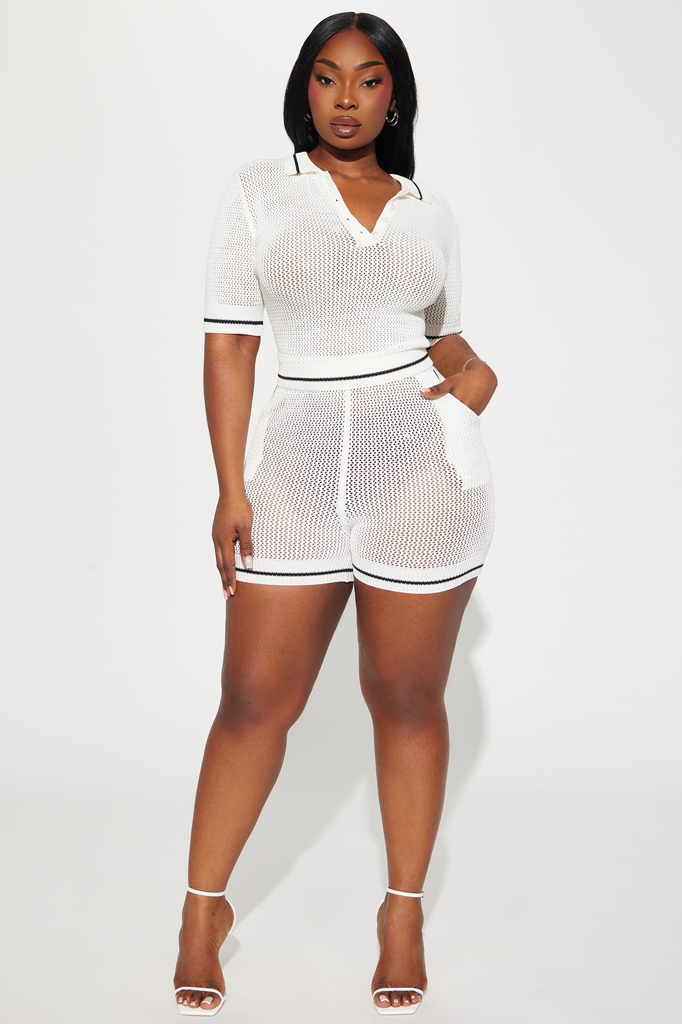Ready To Play Crochet Short Set - White