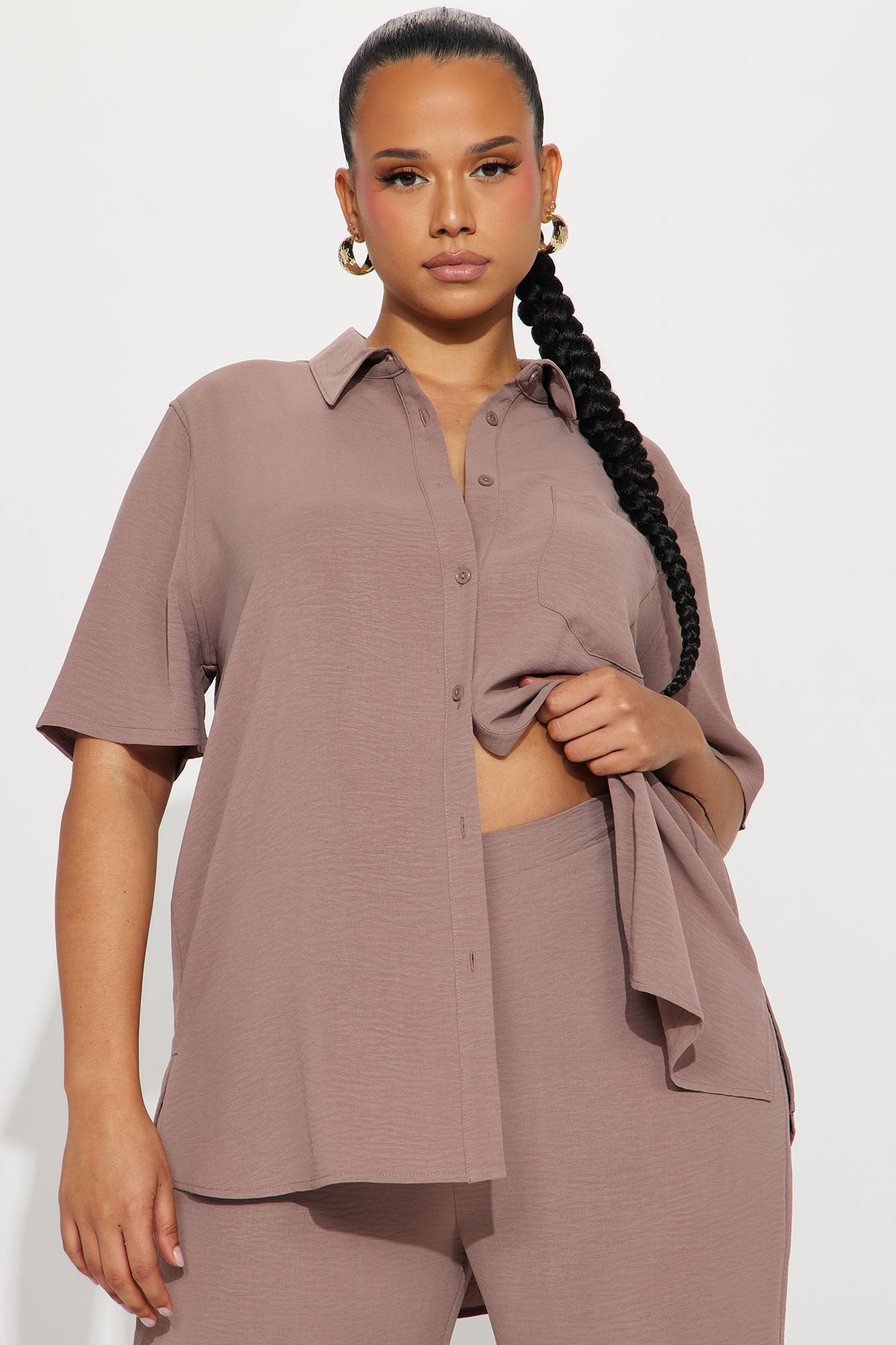 Makenzie Short Sleeve Pant Set - Mocha