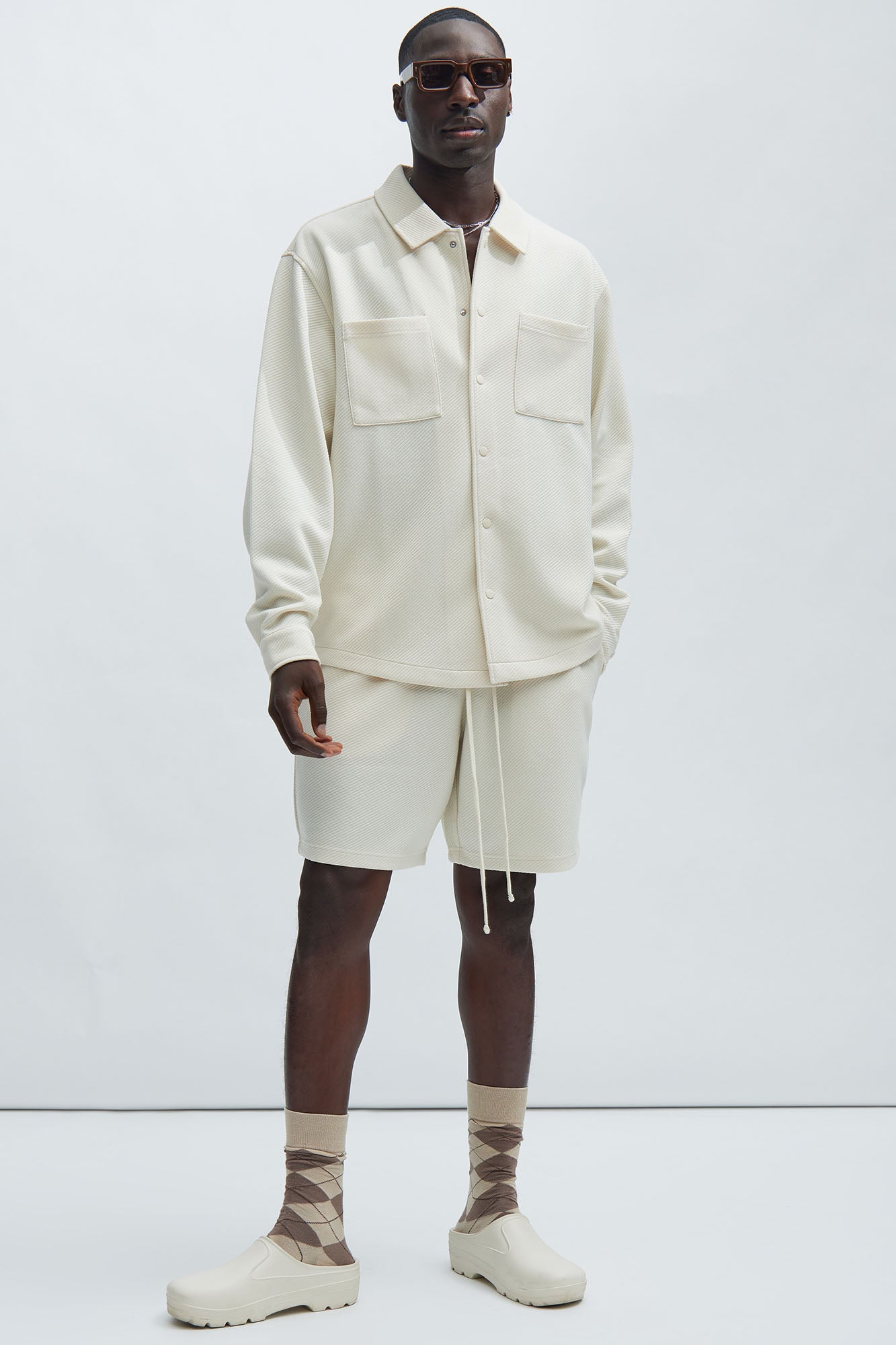 Kina Textured Shorts - Off White