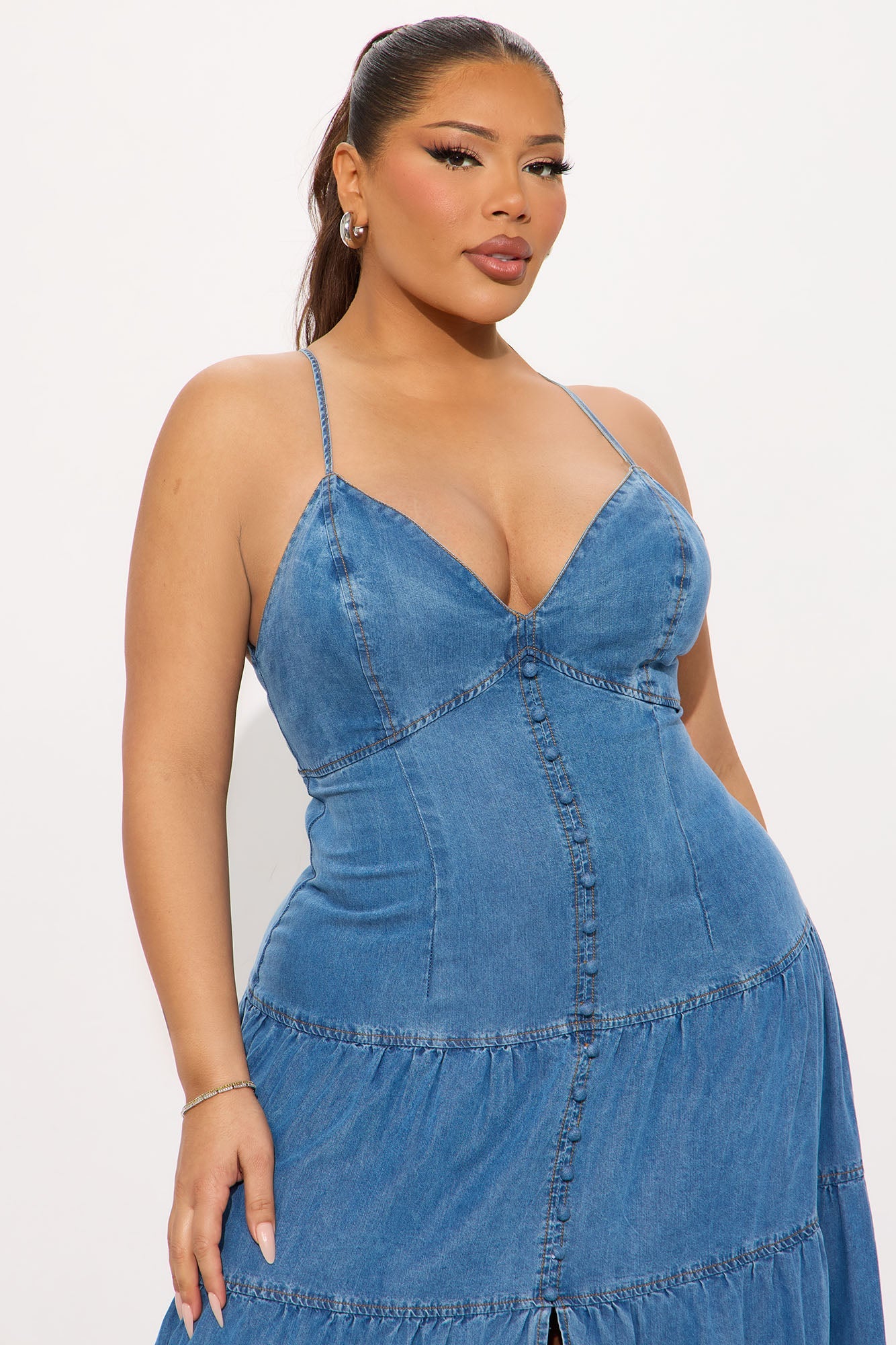 Serena Denim Maxi Dress - Medium Wash