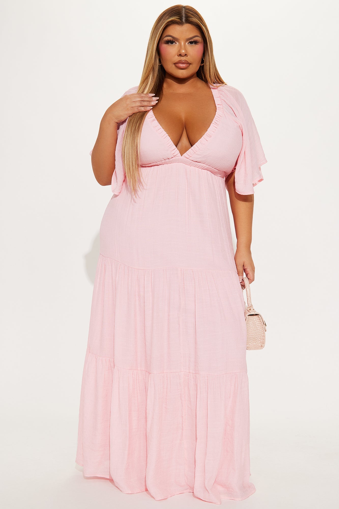 Elena Ruffle Maxi Dress - Blush