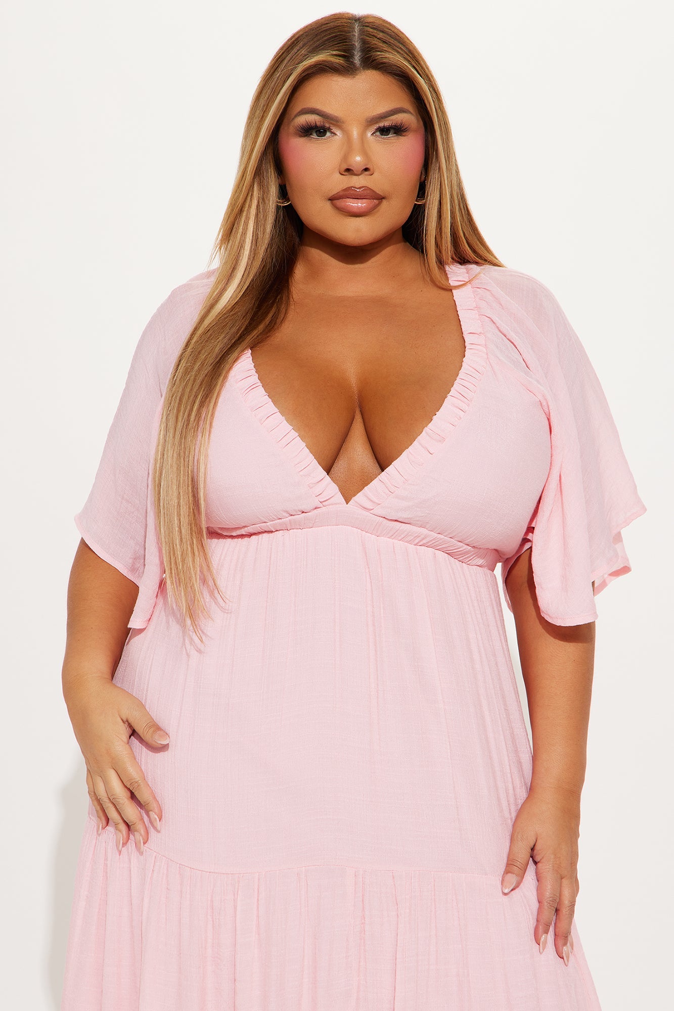 Elena Ruffle Maxi Dress - Blush