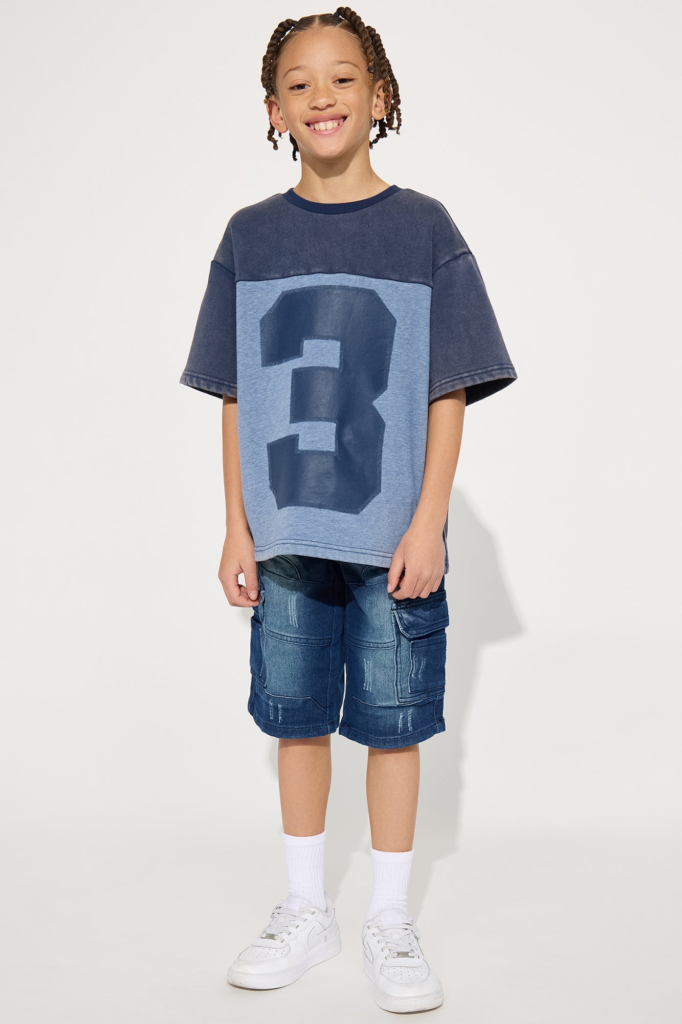 Mini Oliver Cargo Denim Shorts - Dark Wash