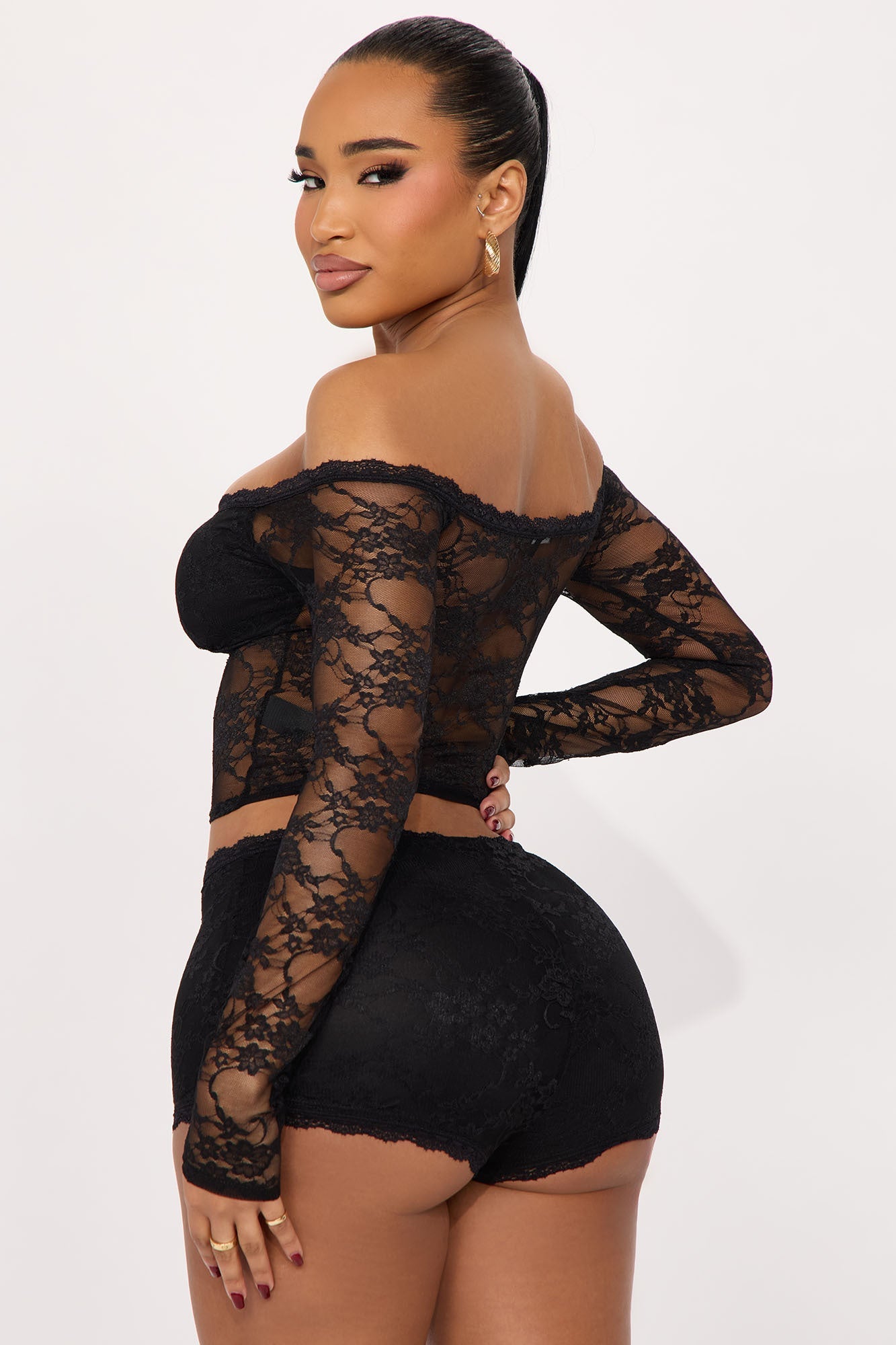 Dance All Night Lace Micro Short Set - Black