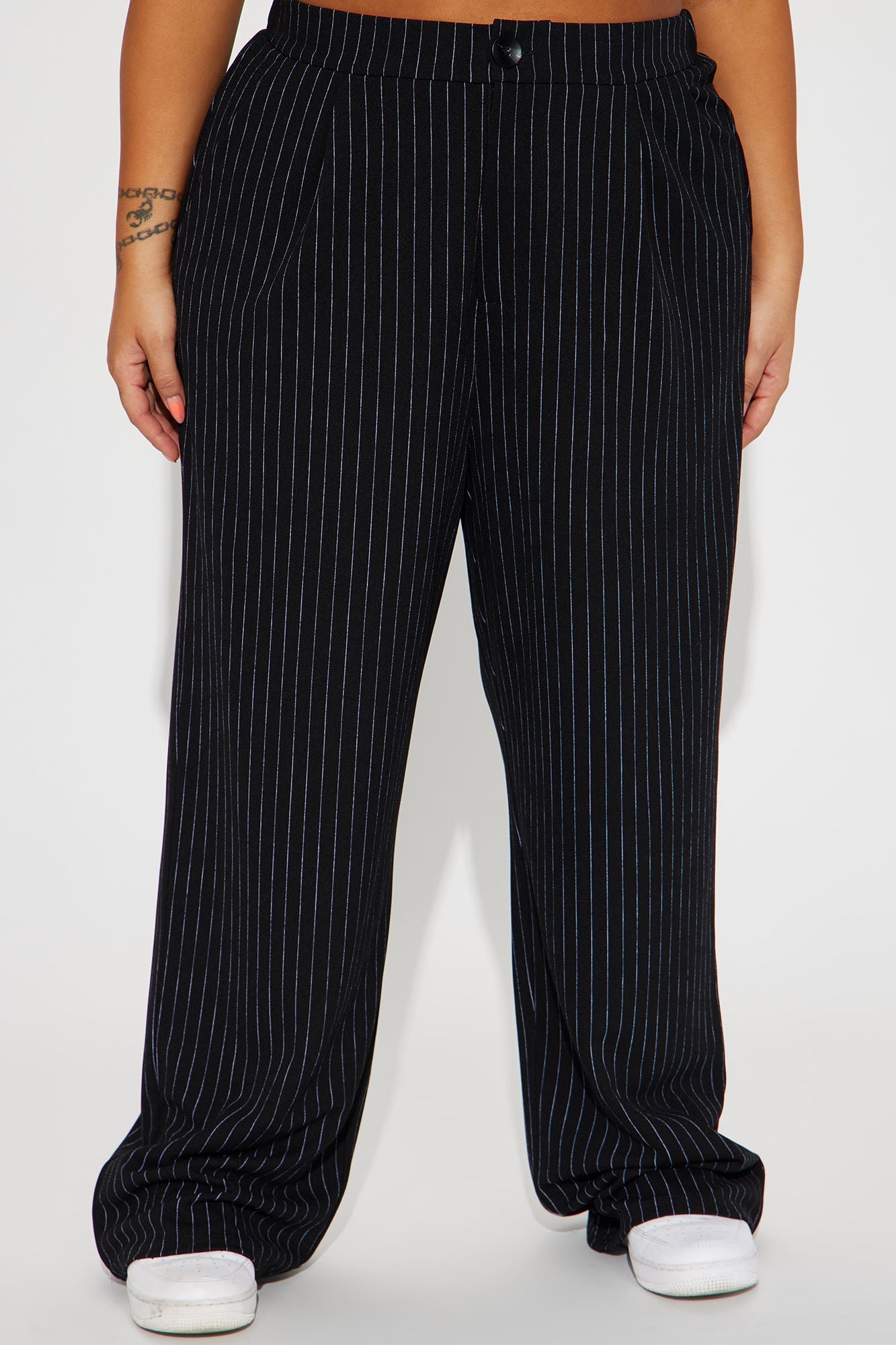 Work It Pinstripe Trouser Pant - Black