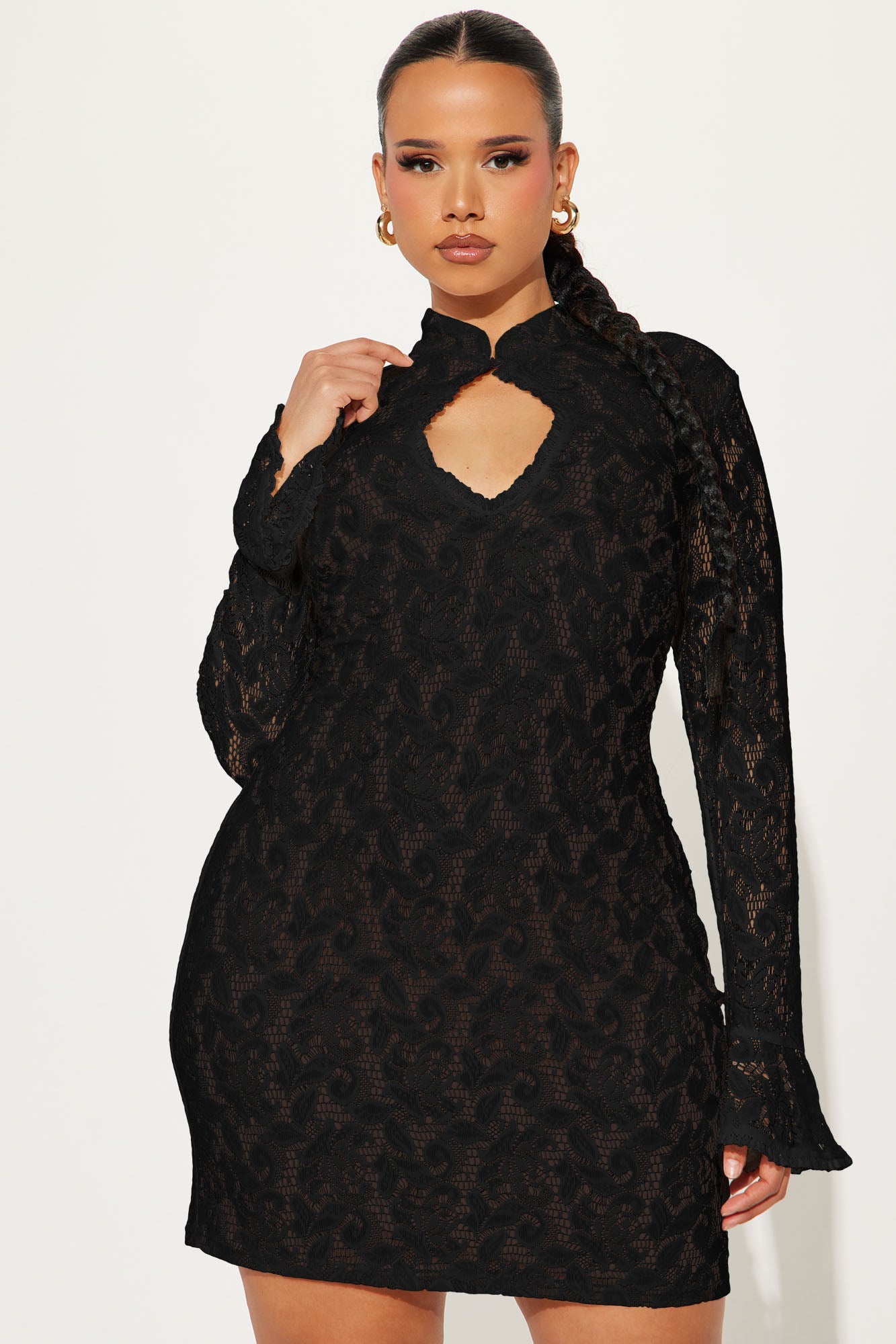 Roxanna Lace Mini Dress - Black