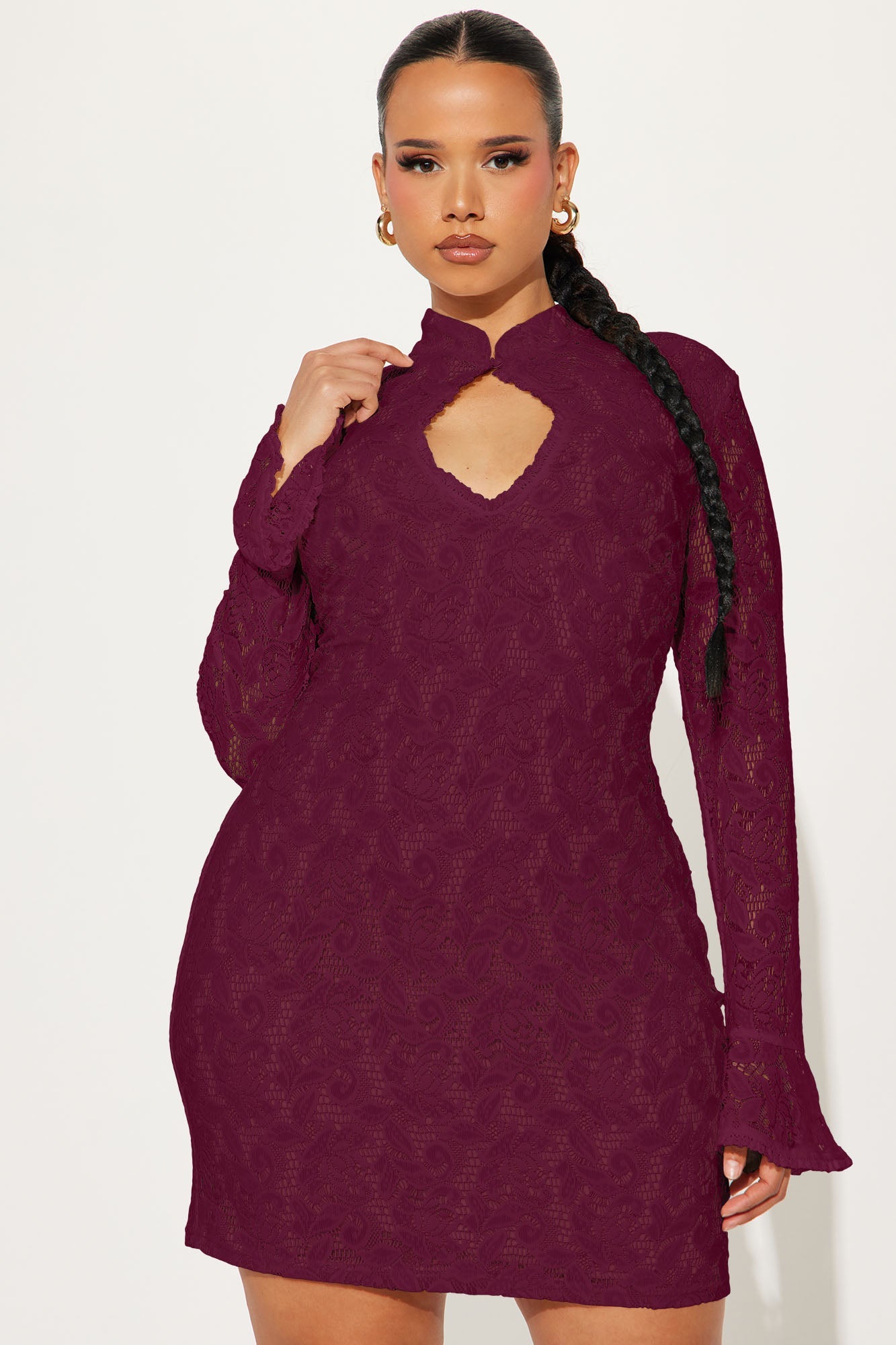 Roxanna Lace Mini Dress - Plum
