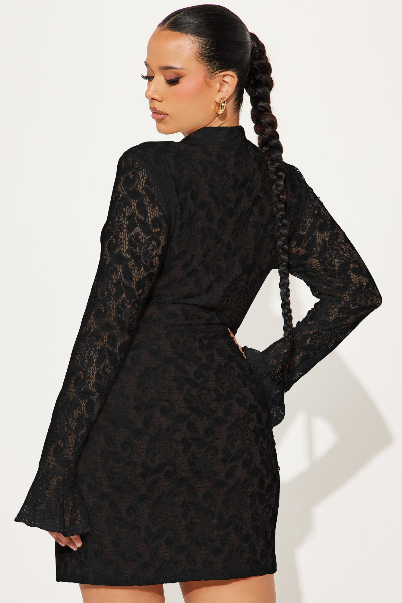 Roxanna Lace Mini Dress - Black