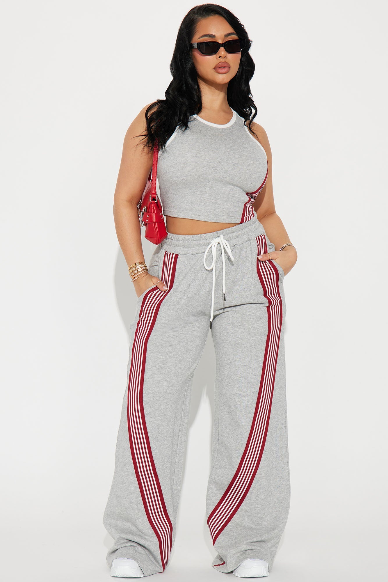 Varsity Babe Pant Set - Heathered Grey