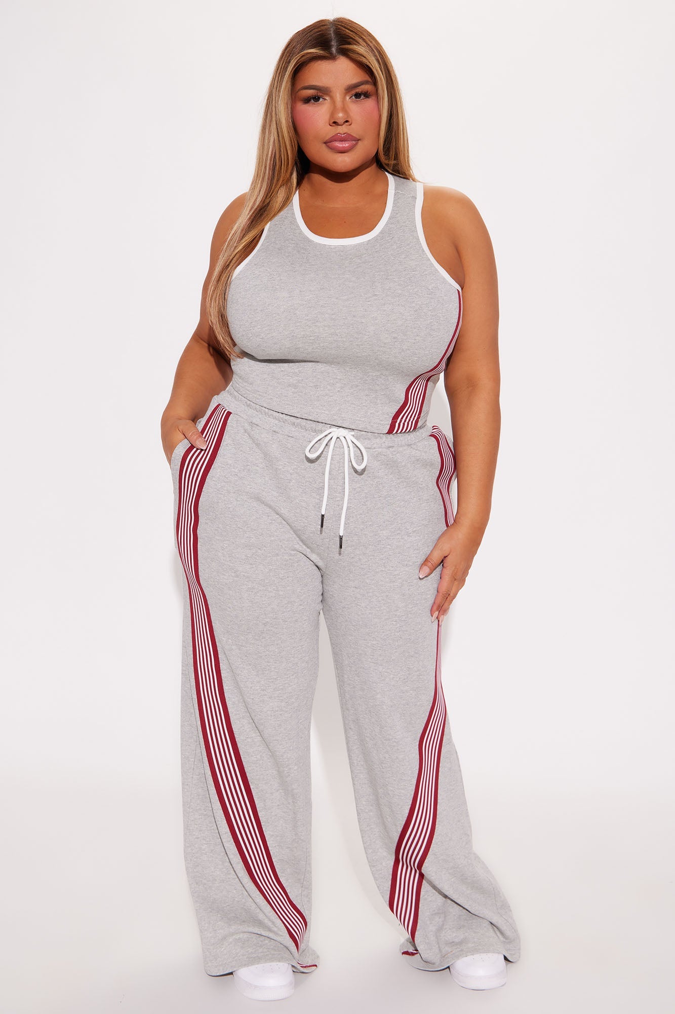 Varsity Babe Pant Set - Heathered Grey