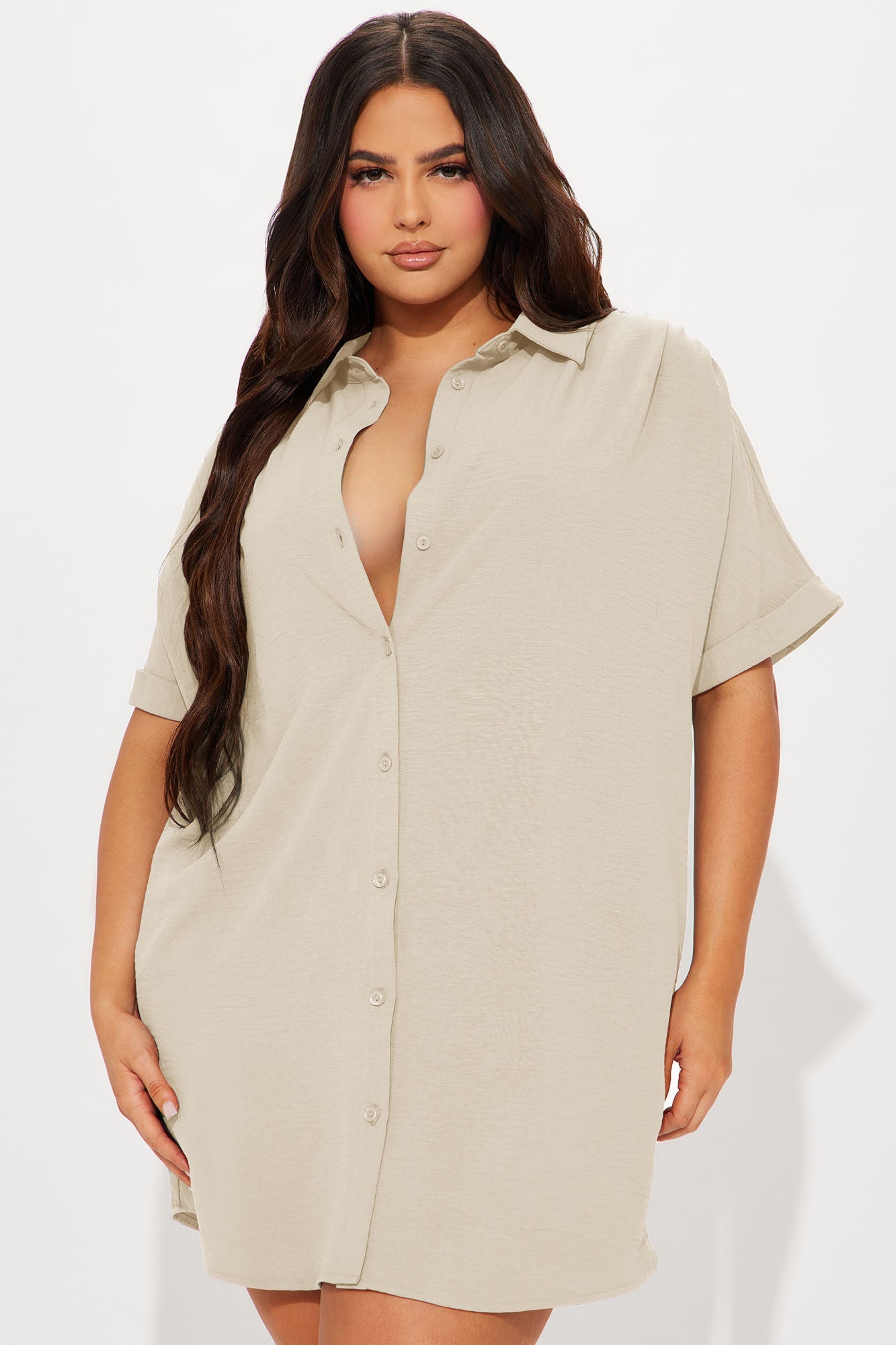 Amelia Mini Shirt Dress - Cream