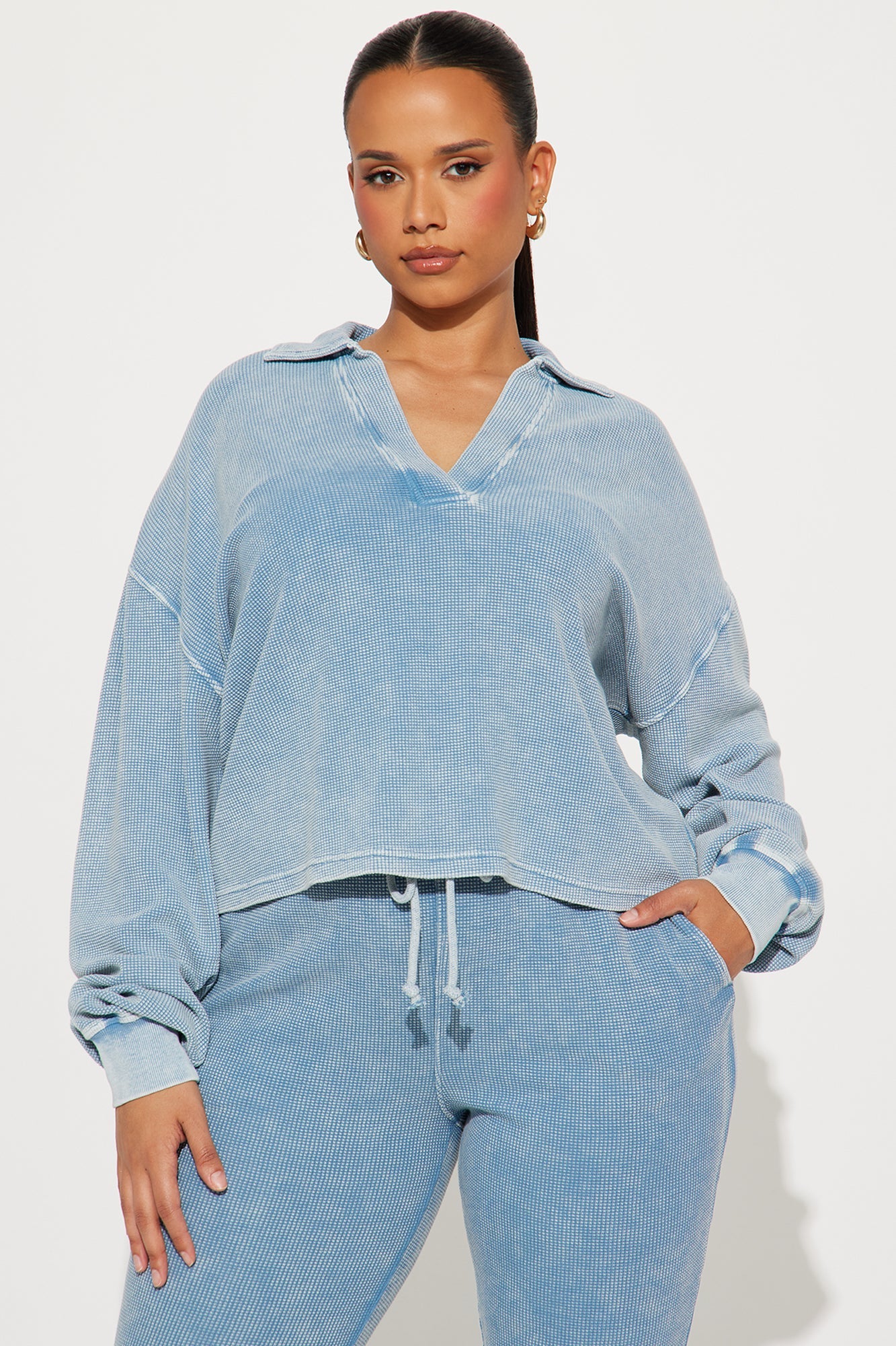 Tanya Cozy Thermal Pant Set - Blue