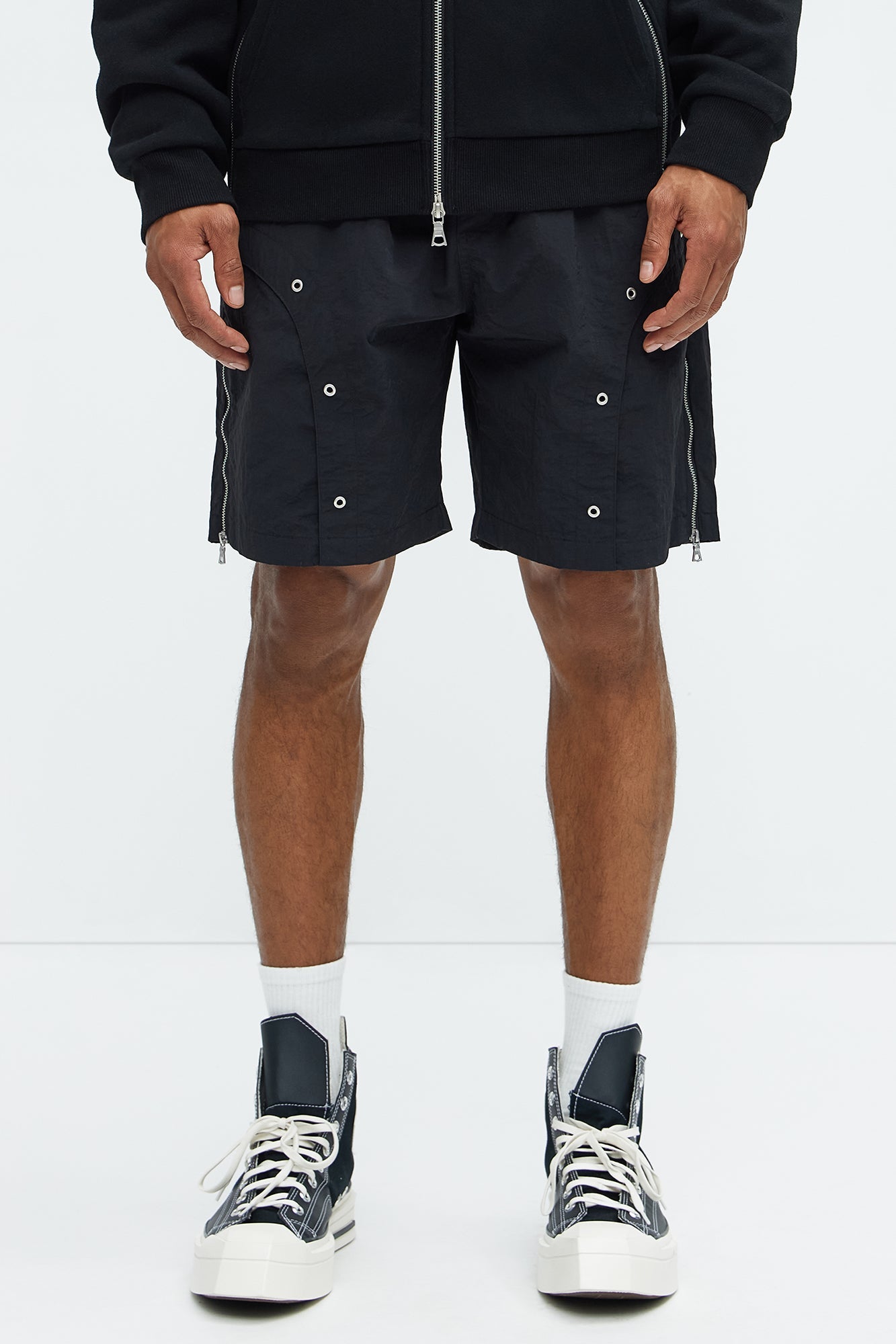 Hardware Relaxed Nylon Shorts - Black