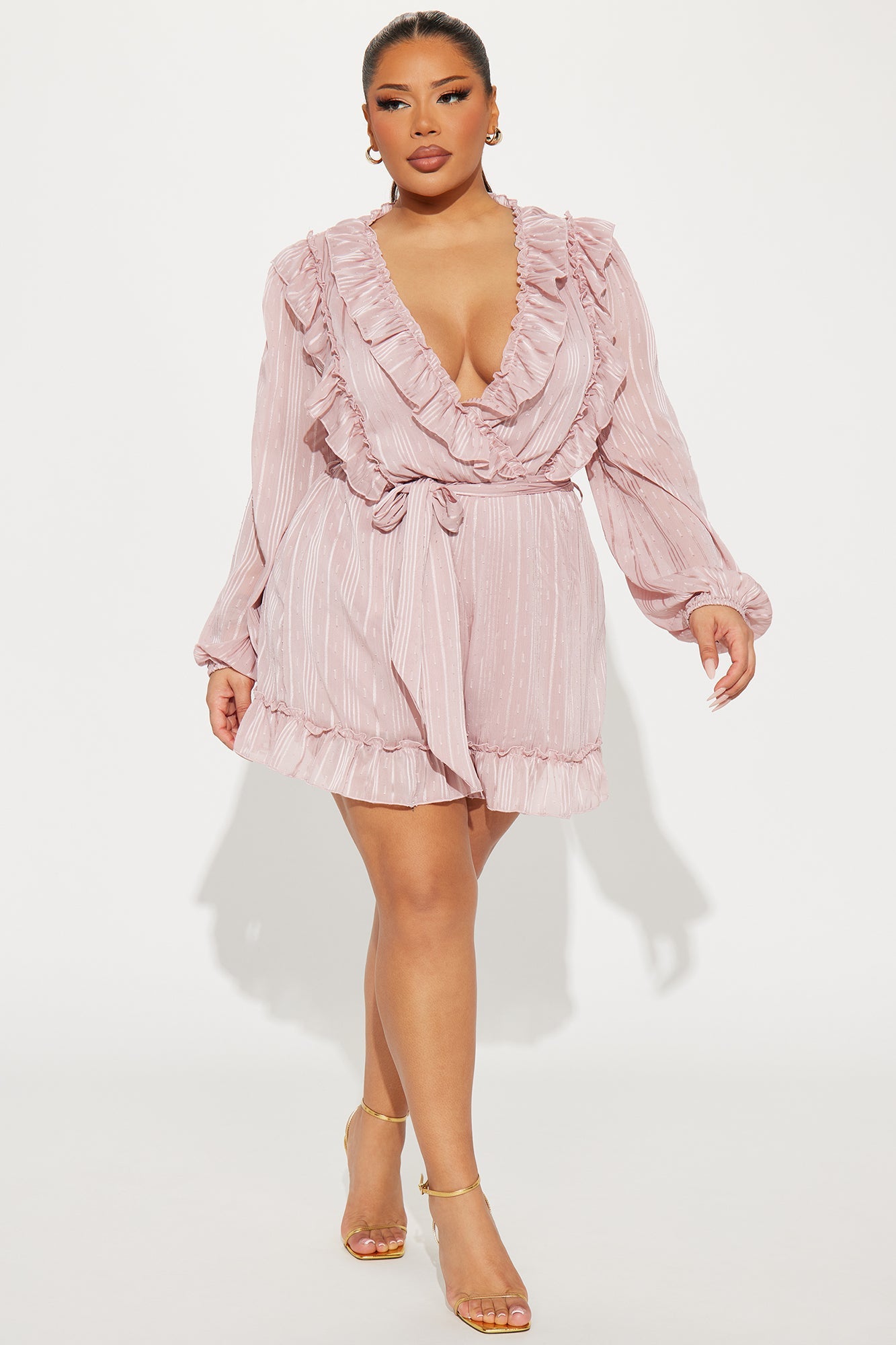 Roxanna Ruffle Romper - Rose