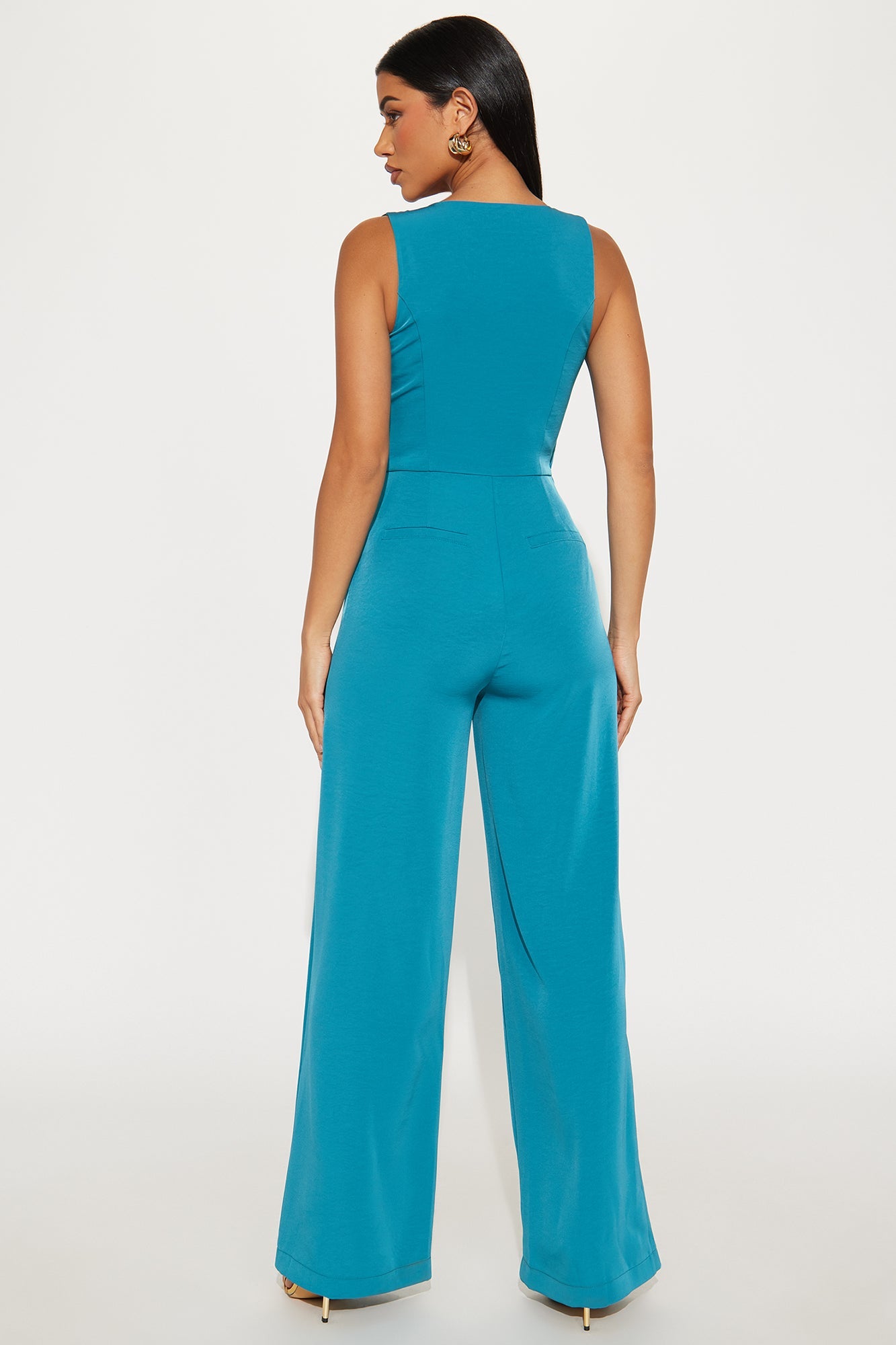 Cross Your Path Jumpsuit - Teal