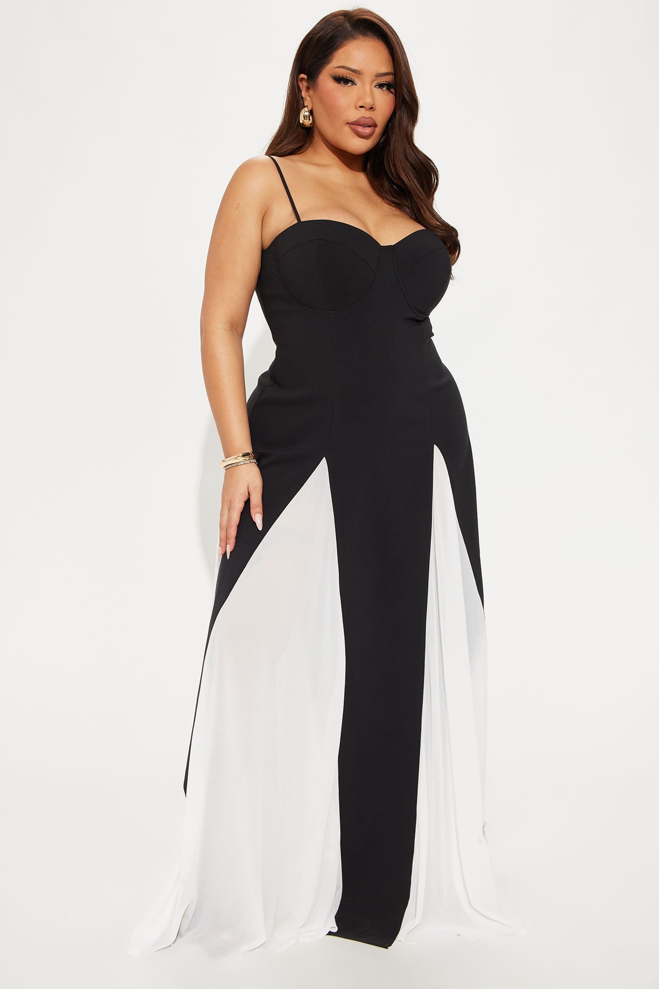 Molly Contrast Maxi Dress - Black/White