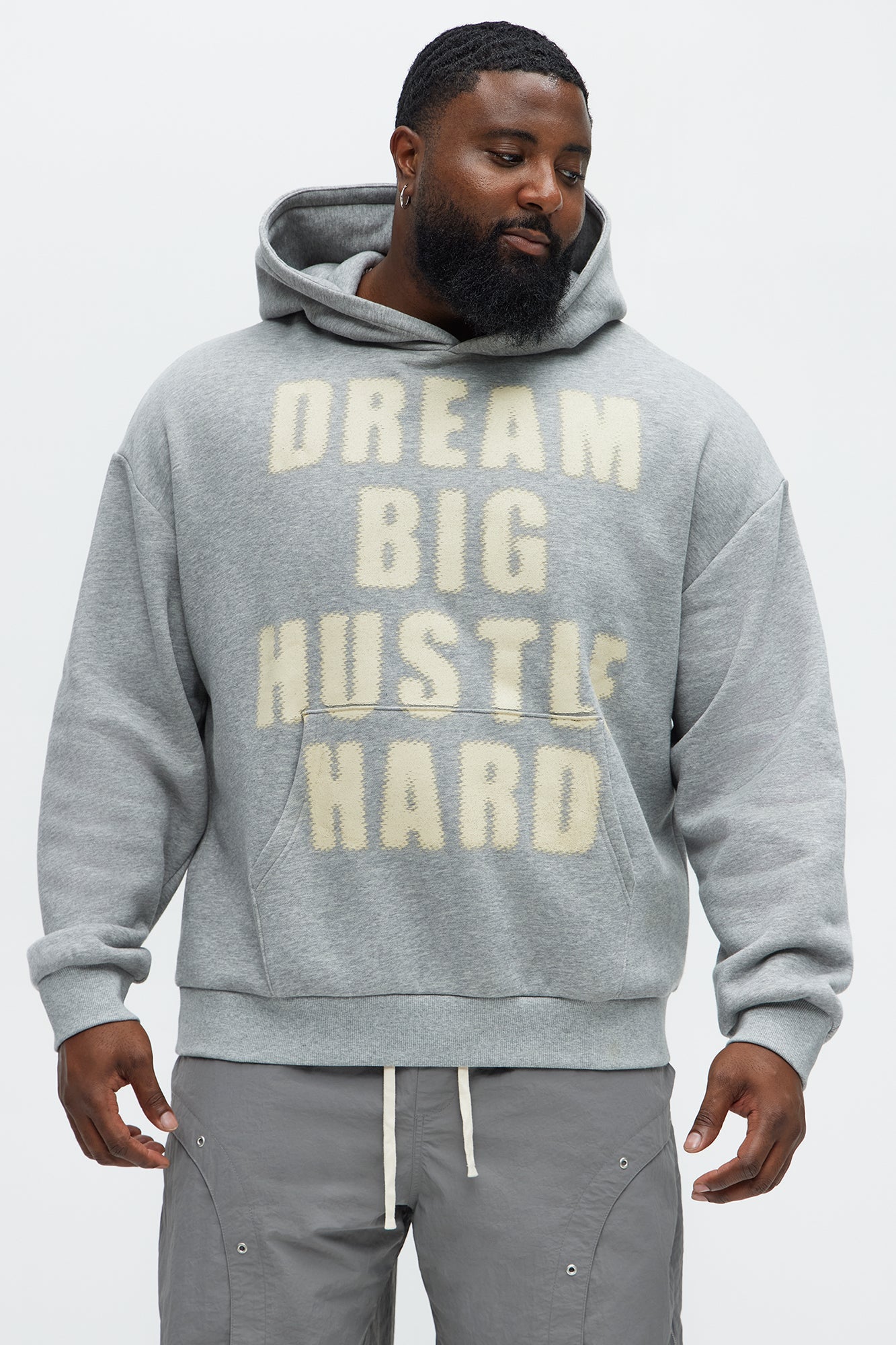 Dream Big Hustle Hard Hoodie - Heather Grey