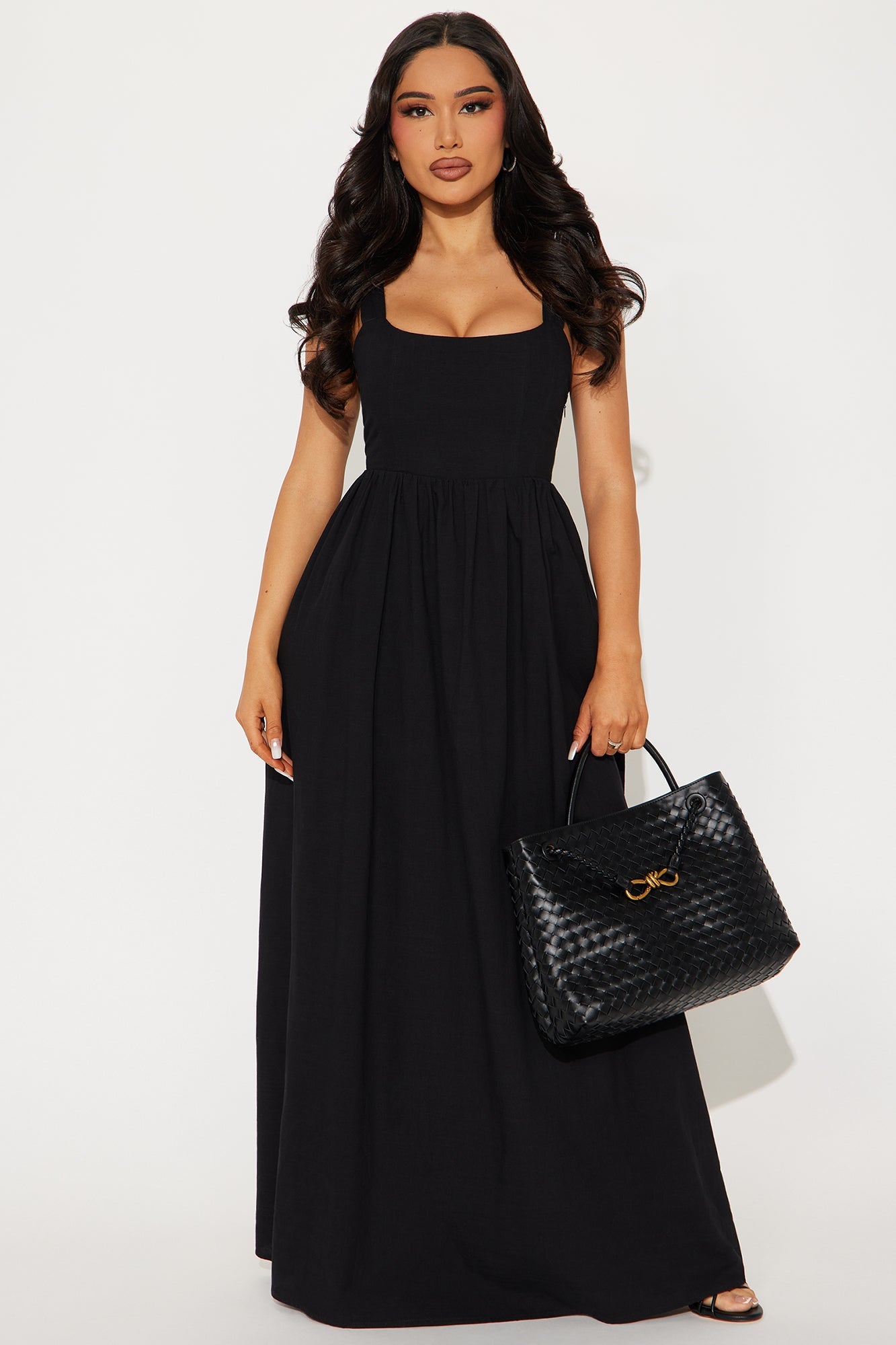 Mary Linen Maxi Dress - Black