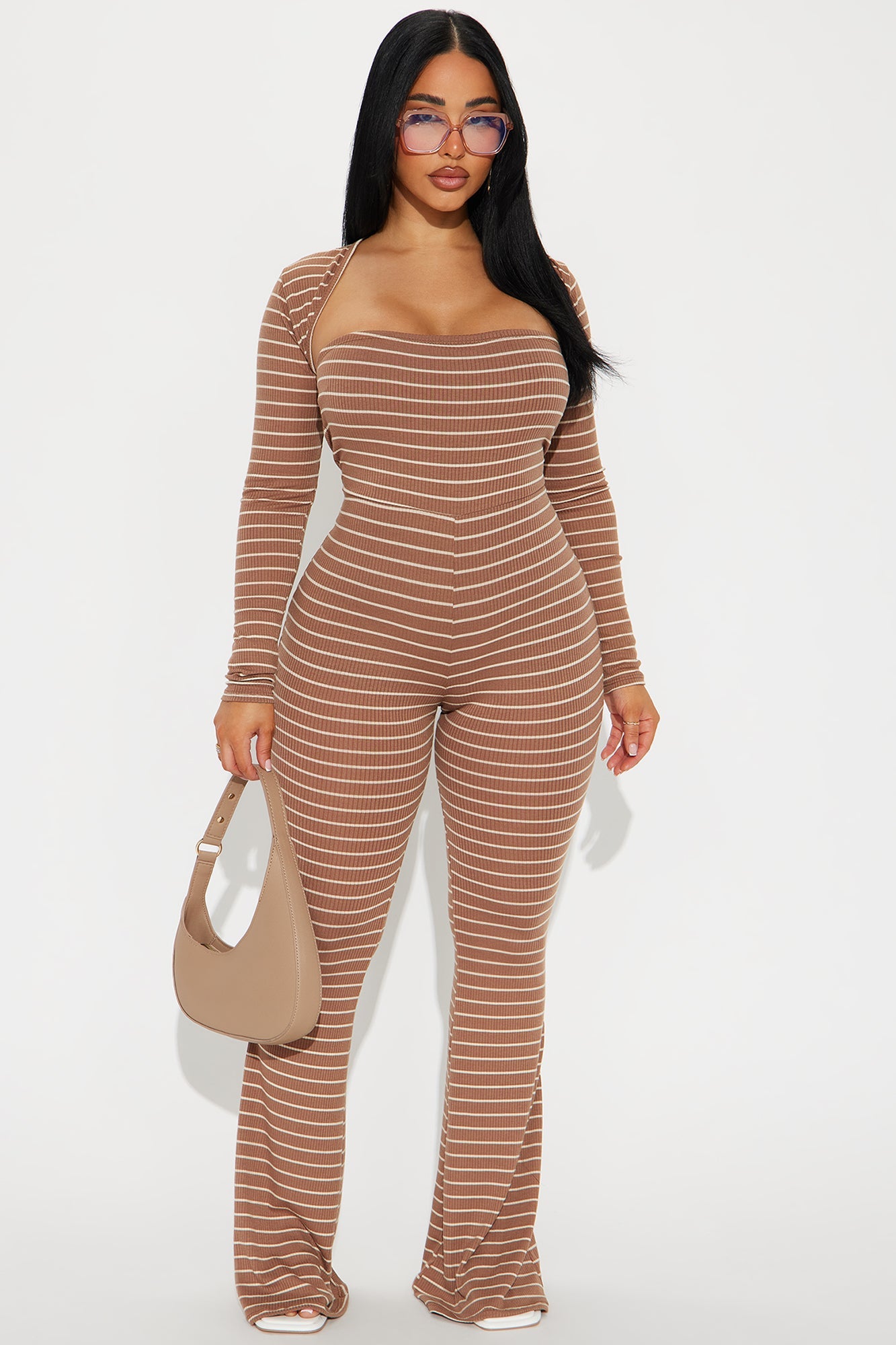 Instant Connection Jumpsuit Set - Mocha/combo