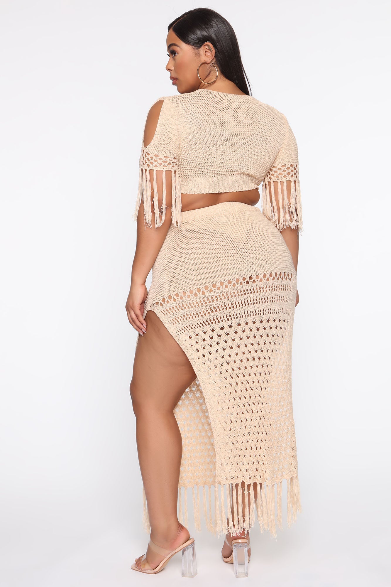 Get Away With It Crochet Skirt Set - Cream