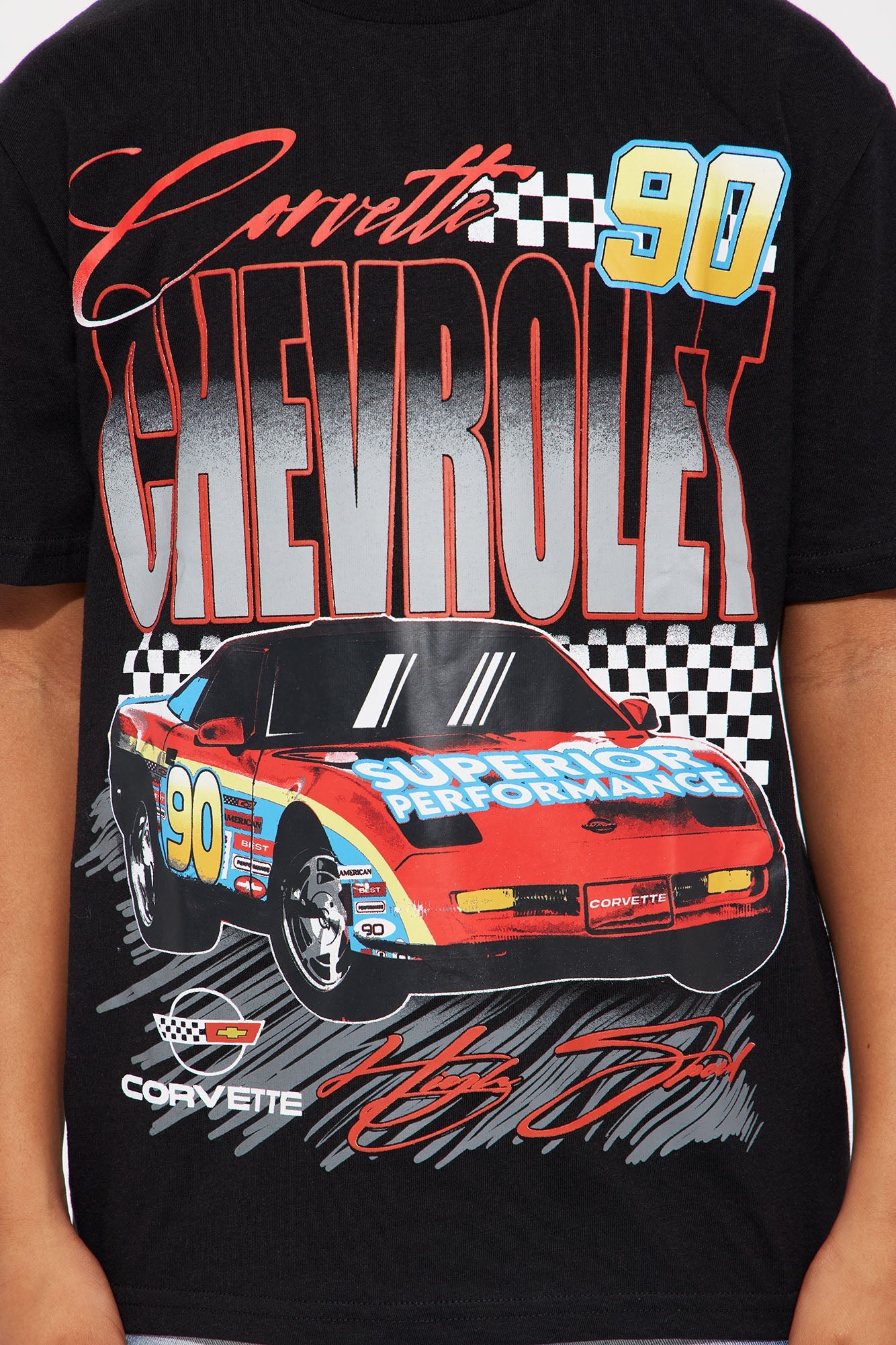 Mini Chevrolet 1990 Corvette Oversized Short Sleeve Tee - Black