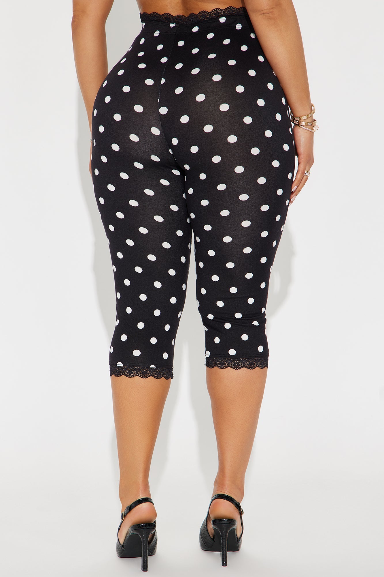 Alice Lace Trim Capri Legging - Black/White