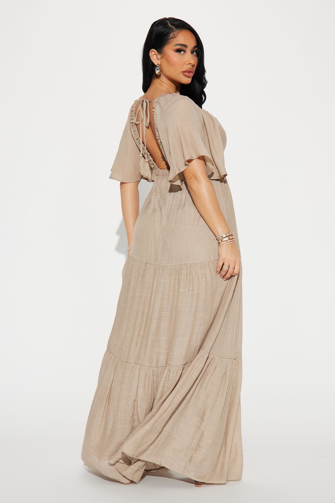 Elena Ruffle Maxi Dress - Mocha