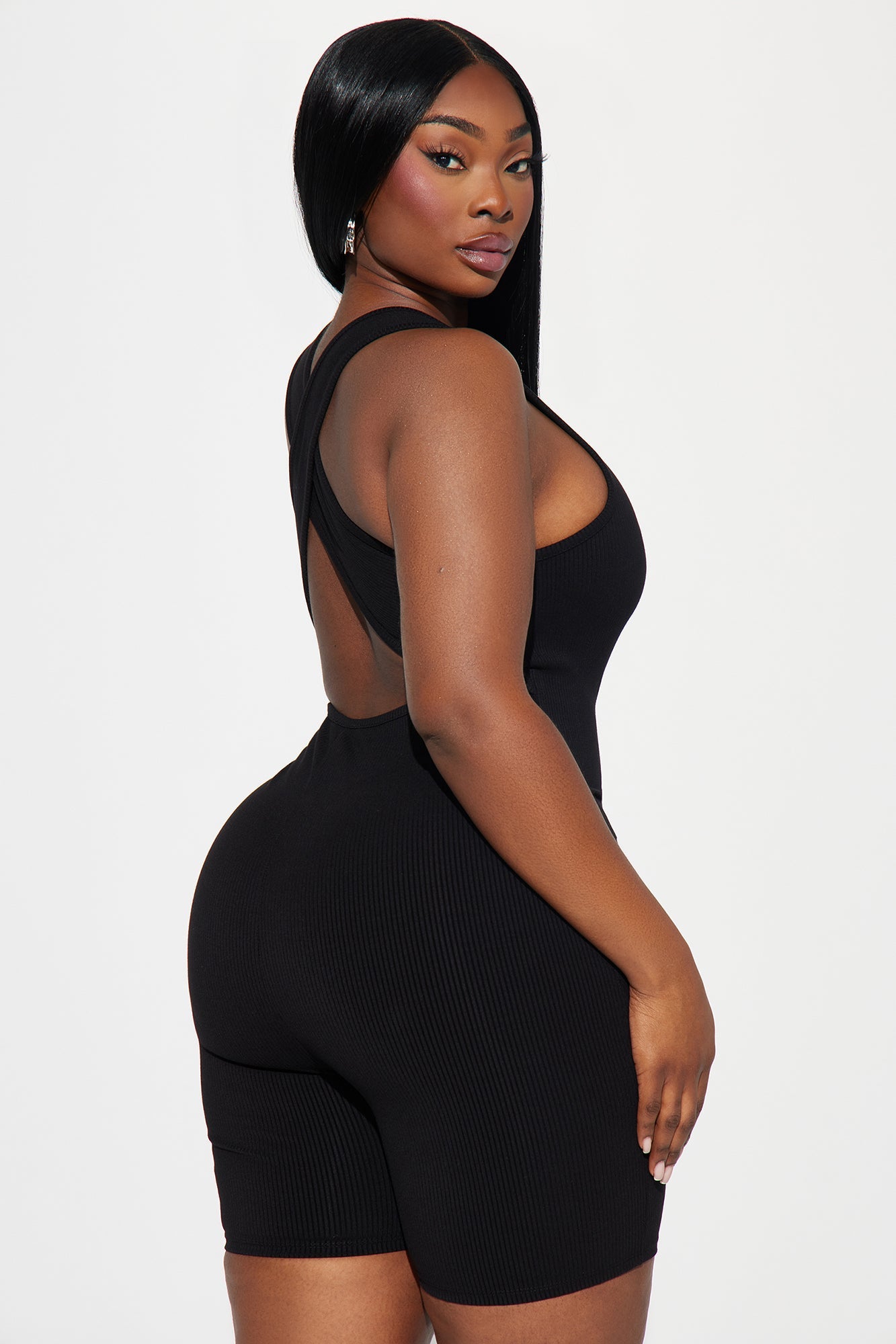 Viola X-Back Snatched Romper - Black