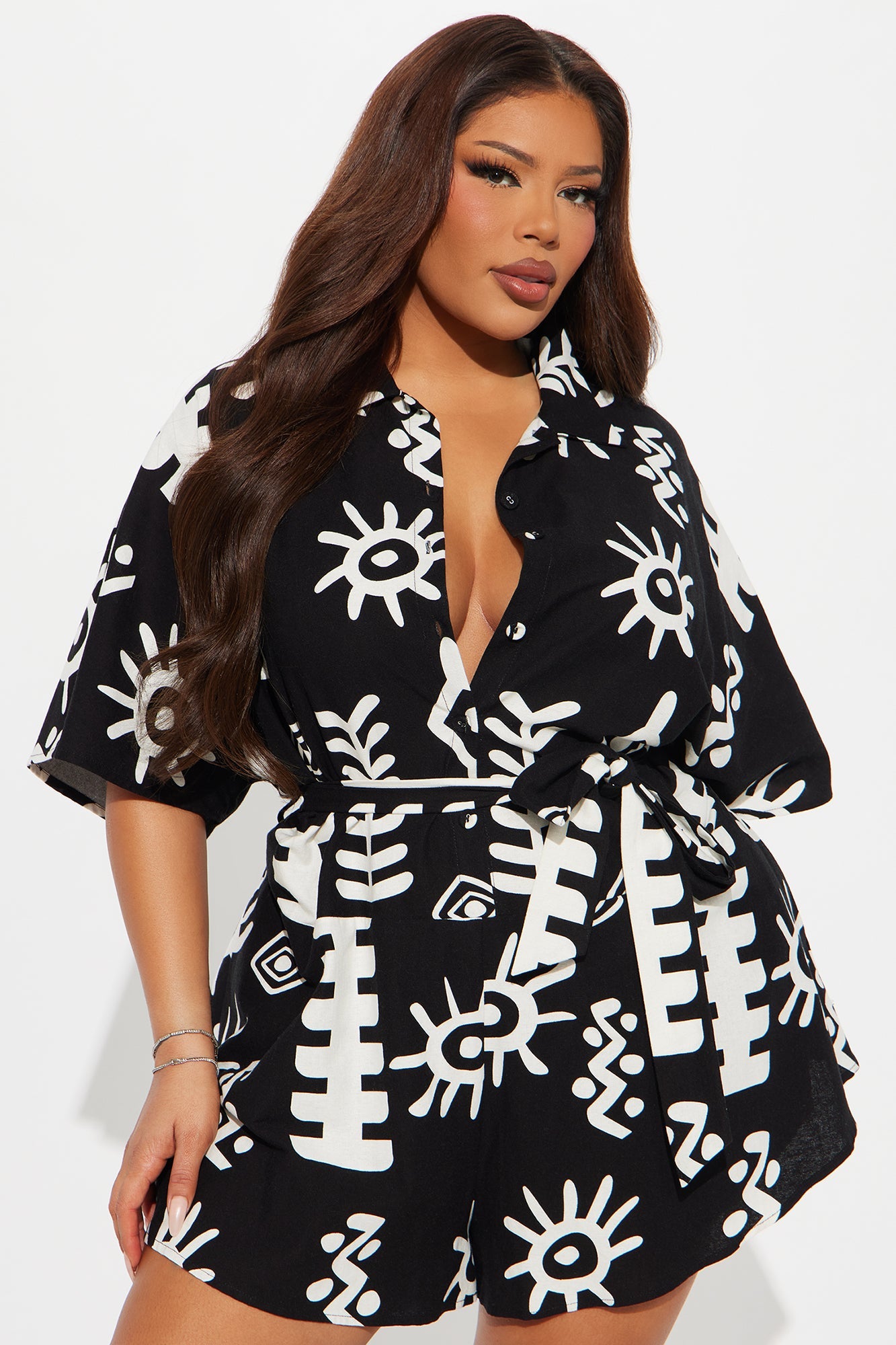 Fiji Islands Romper - Black/White