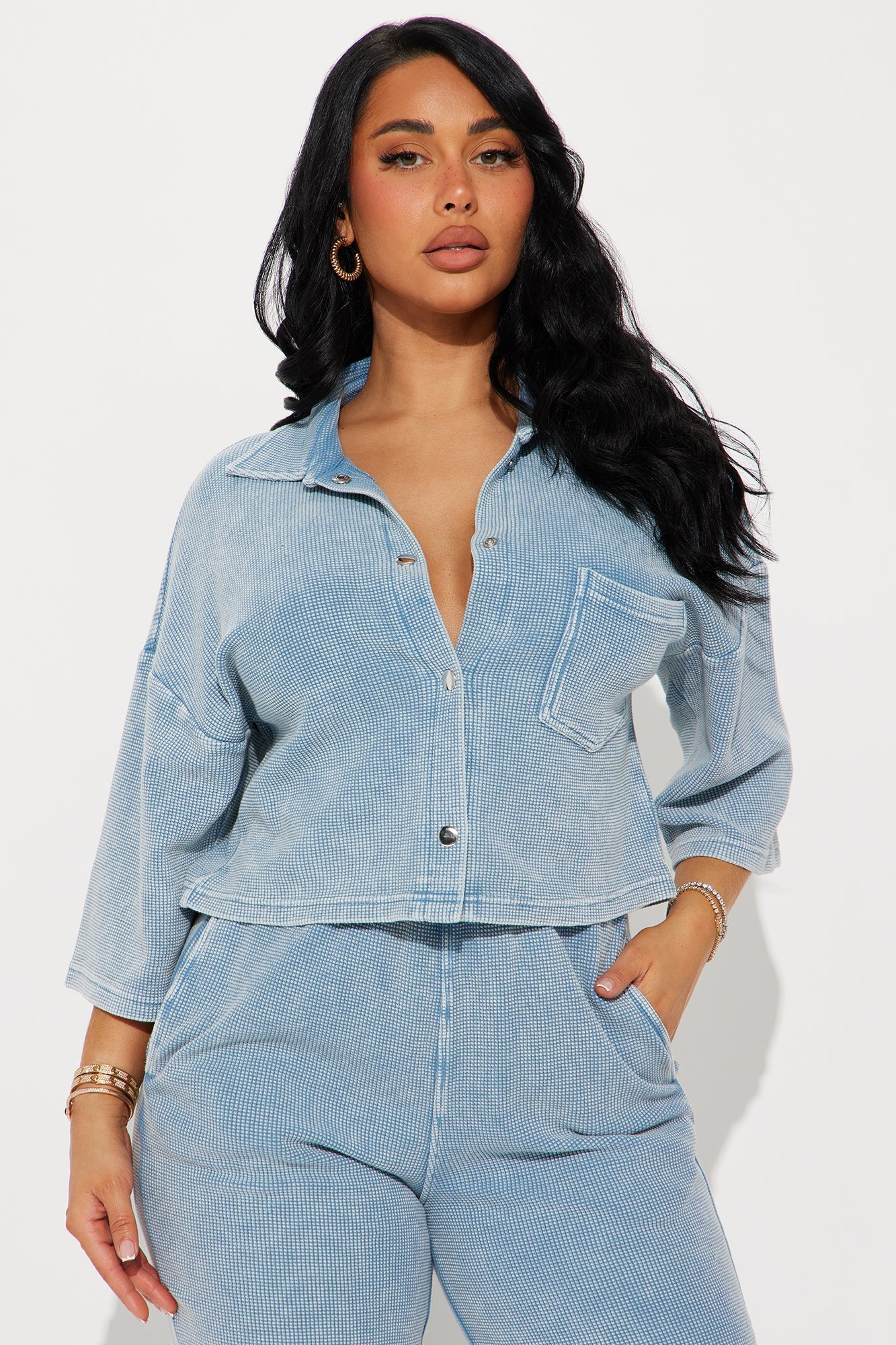 Taylor Cozy Thermal Pant Set - Blue