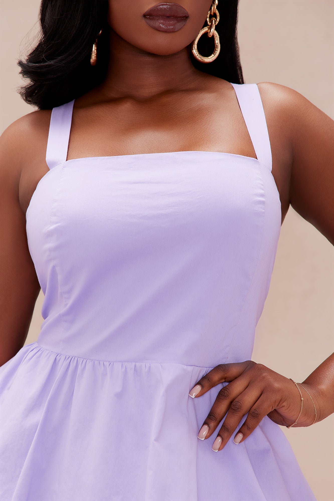 Piper Poplin A Line Mini Dress - Purple