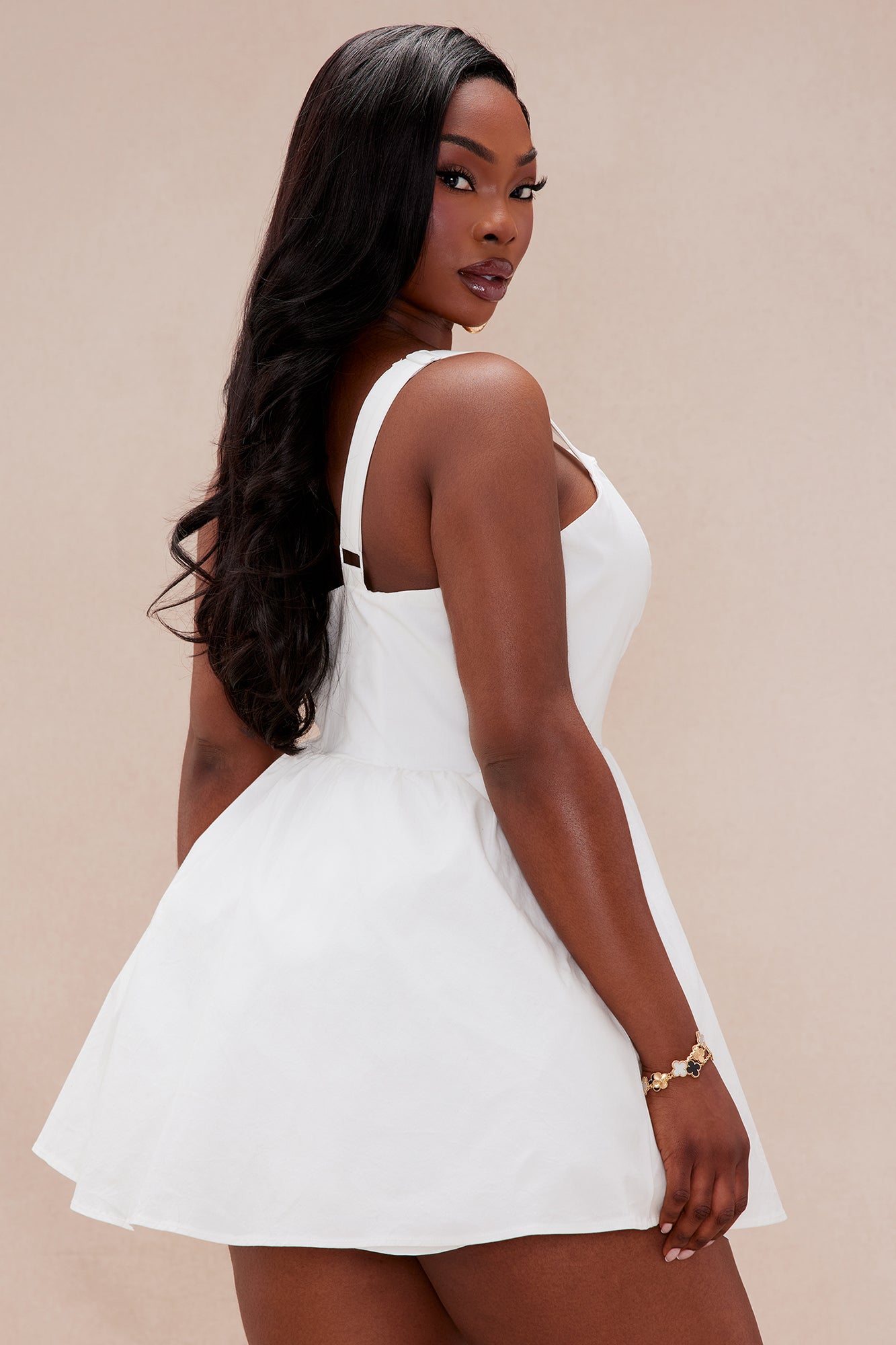 Piper Poplin A Line Mini Dress - White