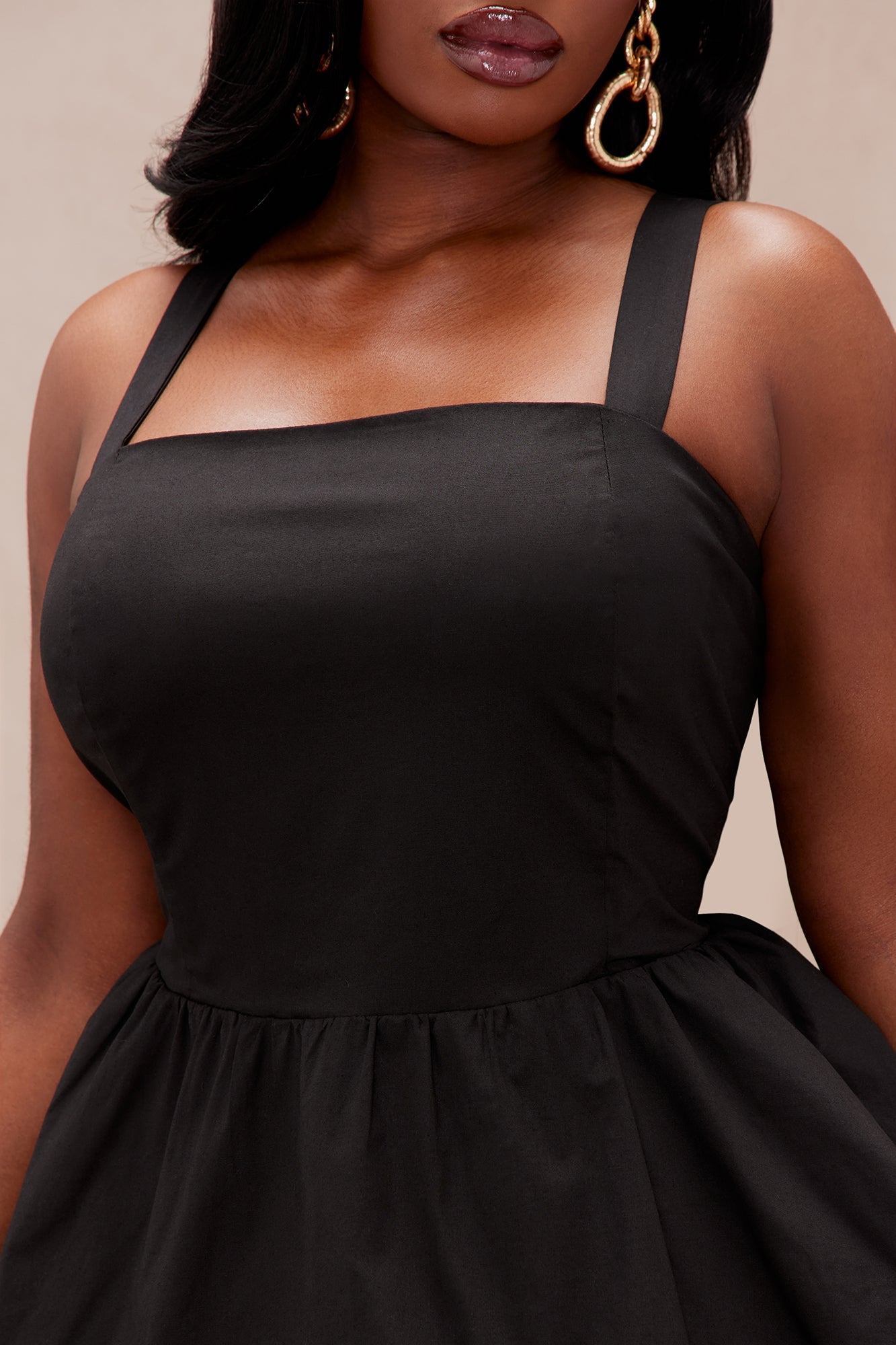 Piper Poplin A Line Mini Dress - Black