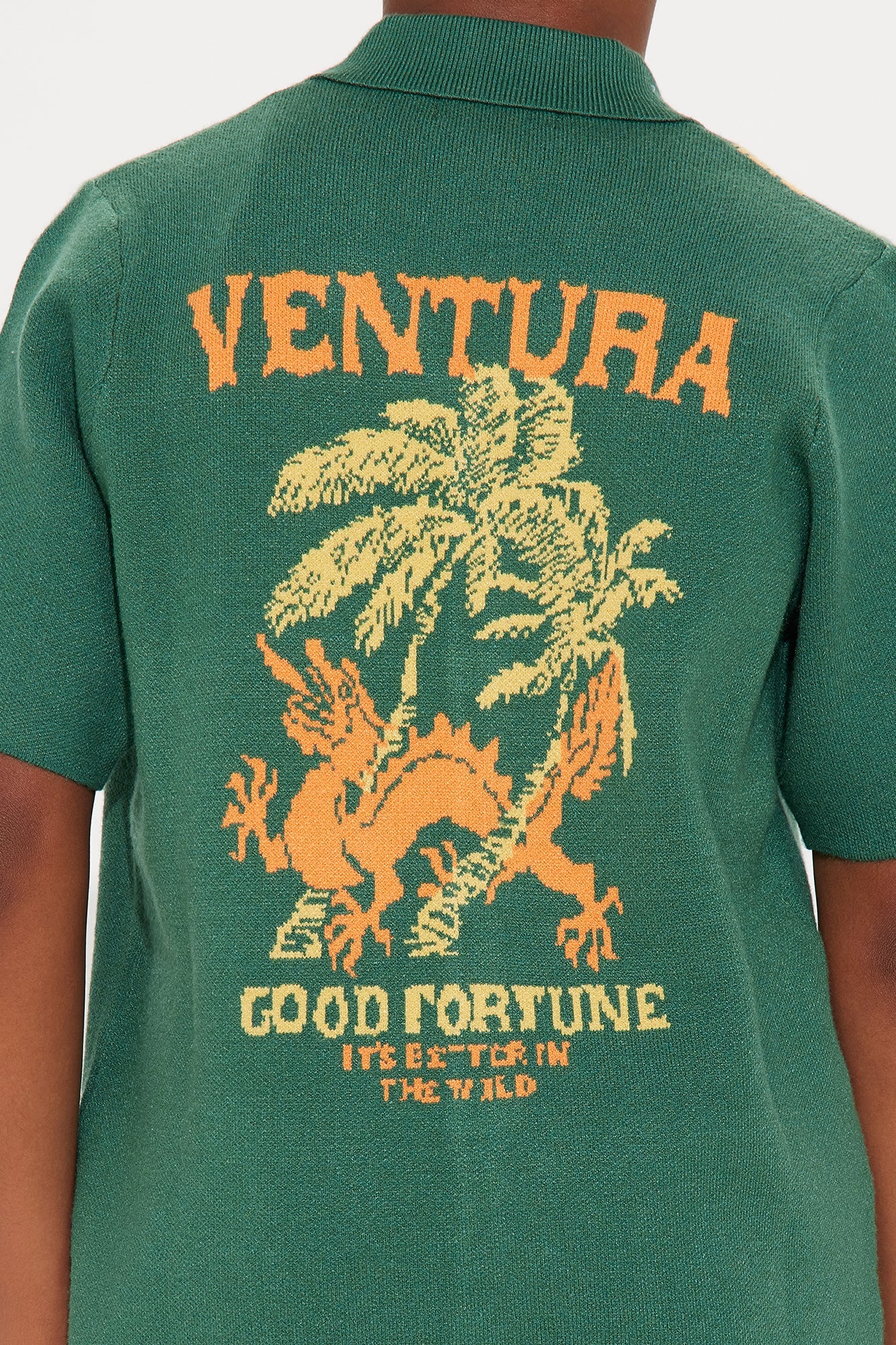 Mini Dragon Palm Short Sleeve Knitted Shirt - Green/combo