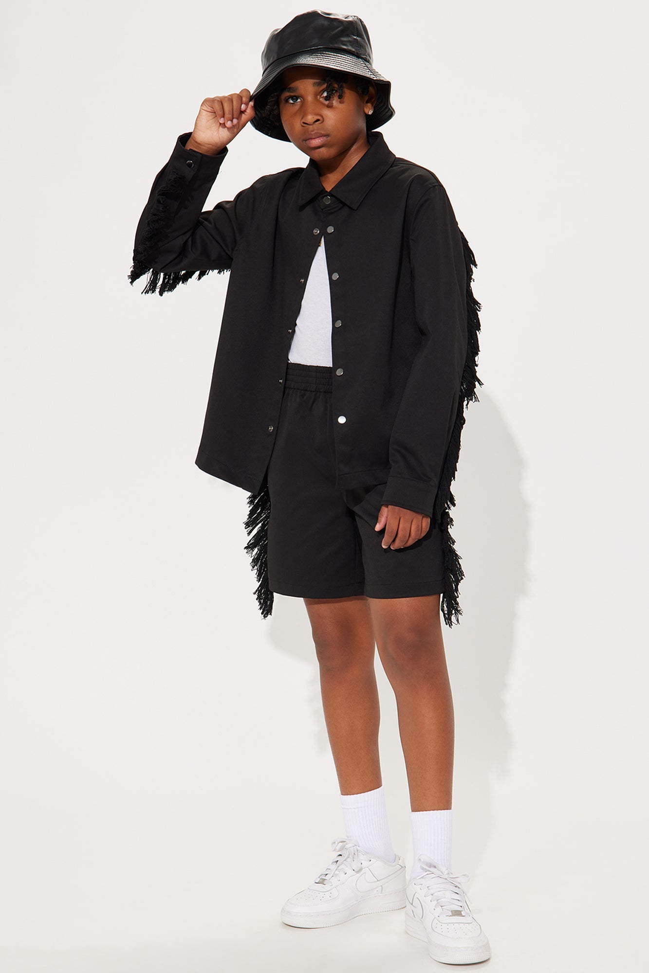 Mini Nowhere Frayed Overshirt - Black